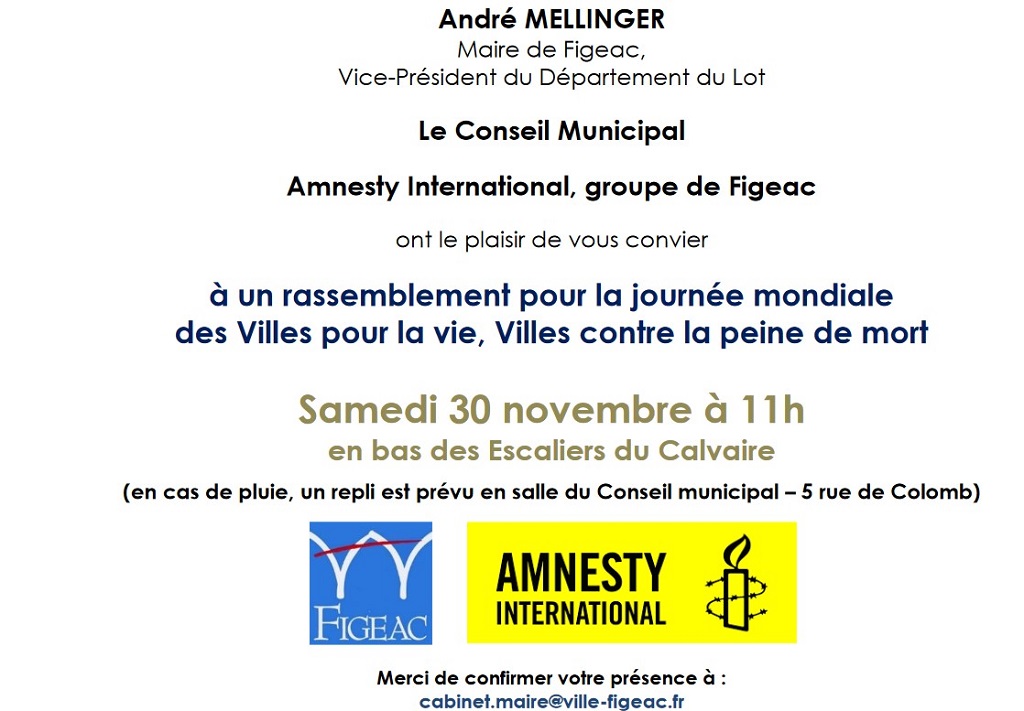 Rassemblement pour la journée mondiale des villes pour la vie à Figeac