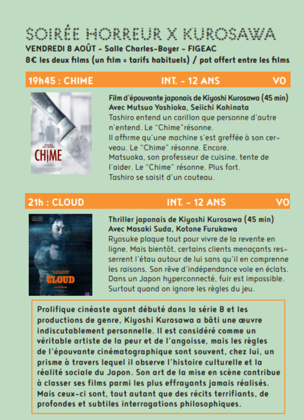 Cinéma, "Horreur X Kurosawa" à Figeac