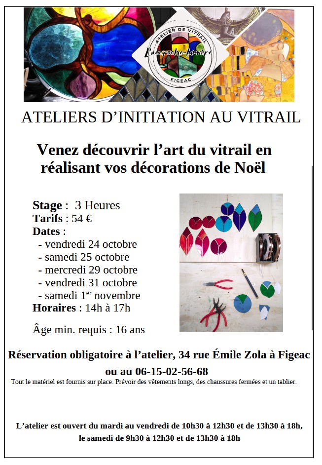 Ateliers d'initiation au vitrail à Figeac