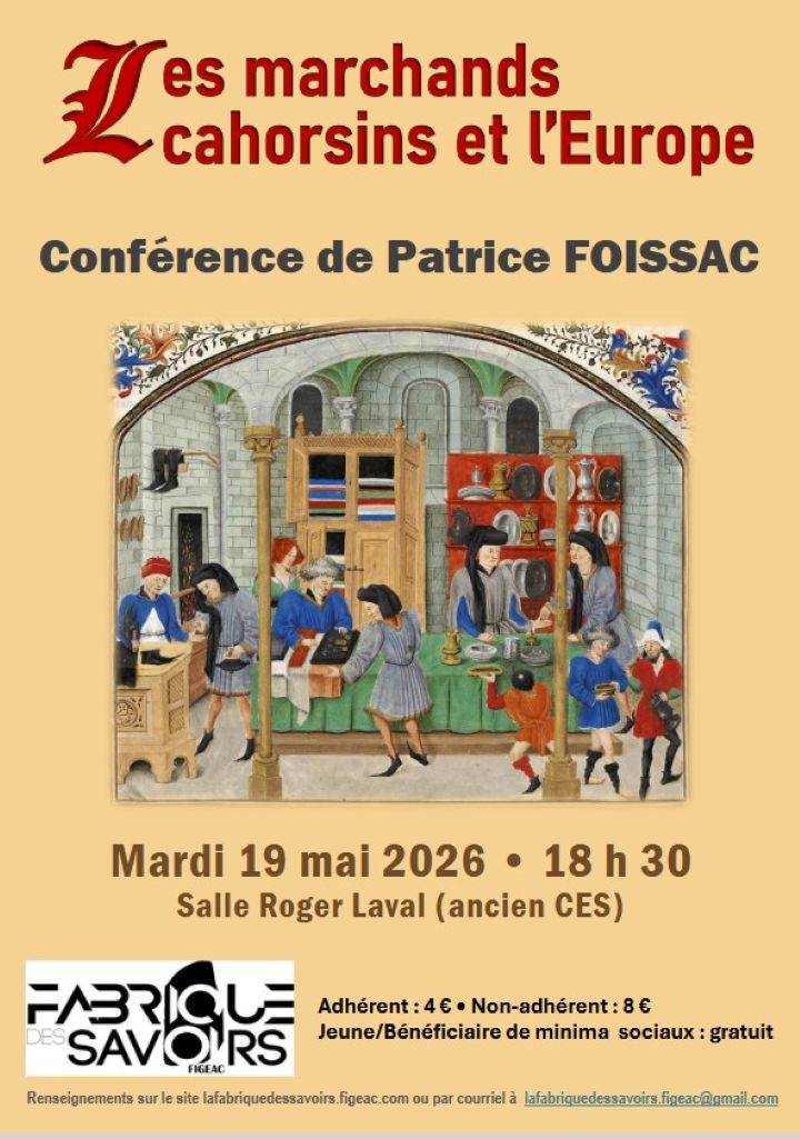 Conférence à Figeac, les marchands Cahorsins et l'Europe — visuel événement