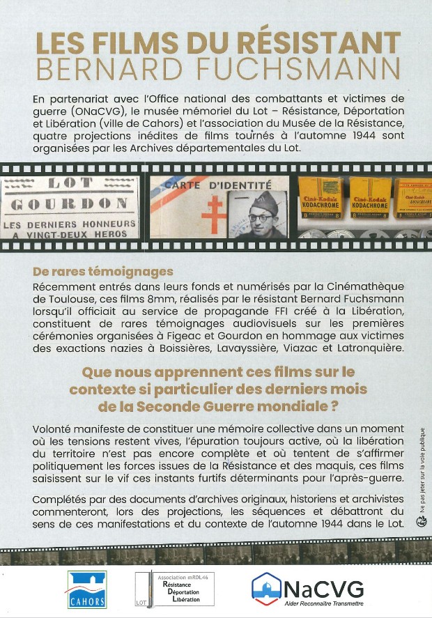 Projection : Les films du résistant Bernard Fuchsmann à Bagnac-sur-Célé
