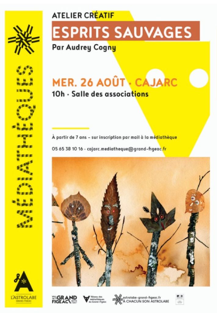 Atelier créatif à la médiathèque de Cajarc : "Esprits sauvages"