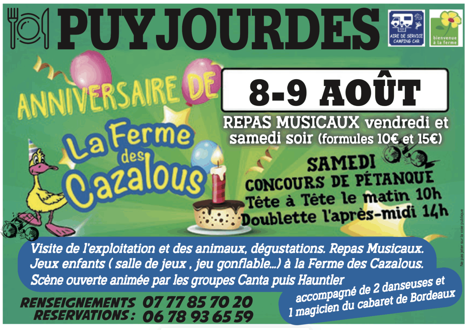 Anniversaire de la Ferme des Cazalous à Puyjourdes
