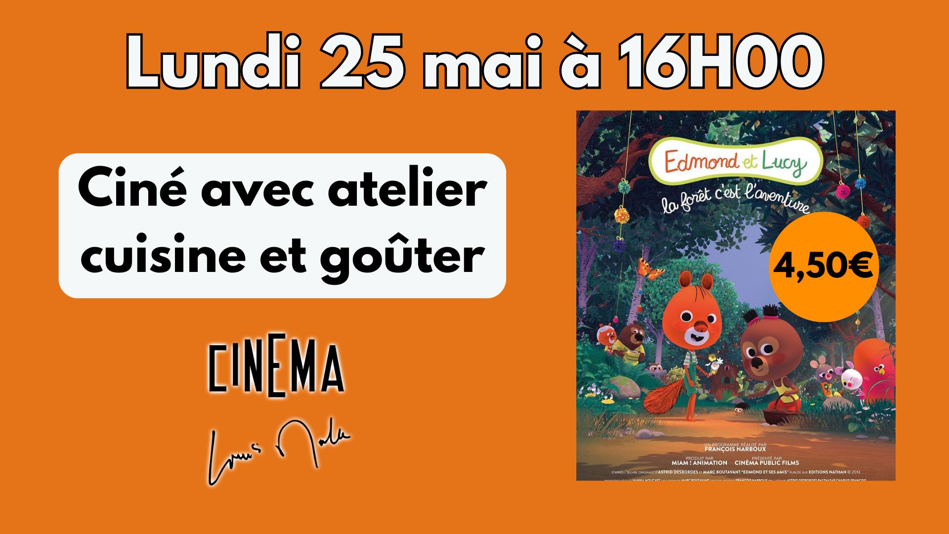 Ciné-Goûter et atelier cuisine au cinéma Louis Malle — visuel événement