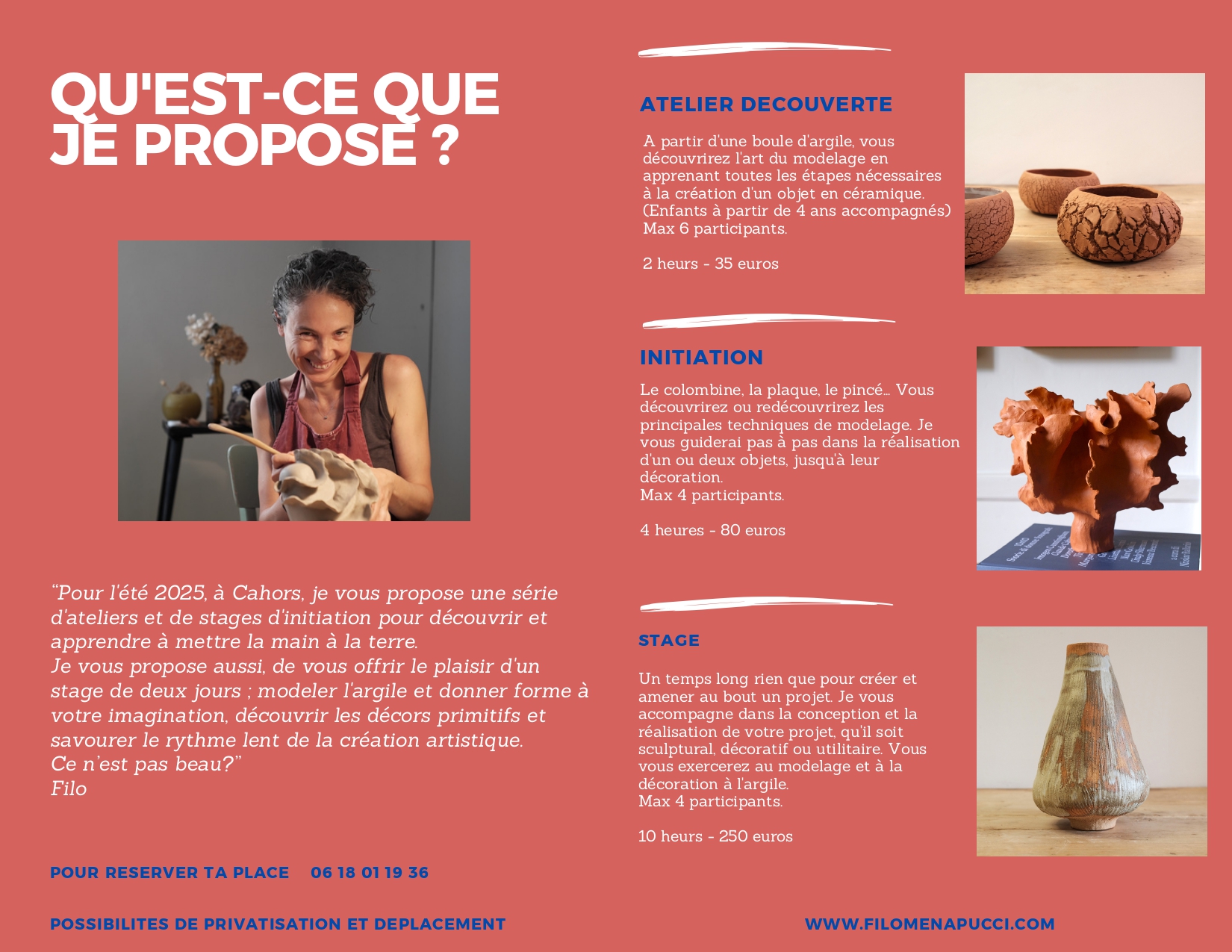 Je fais de la céramique : atelier découverte, initiation ou stage durant l'été