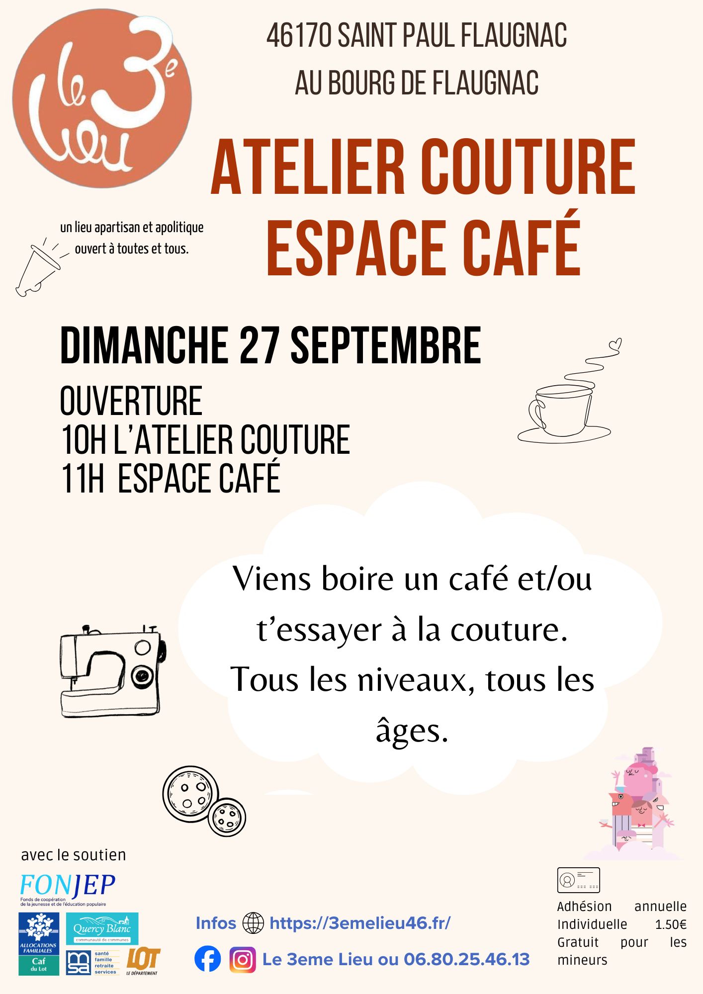 Atelier couture et espace café au 3ème Lieu