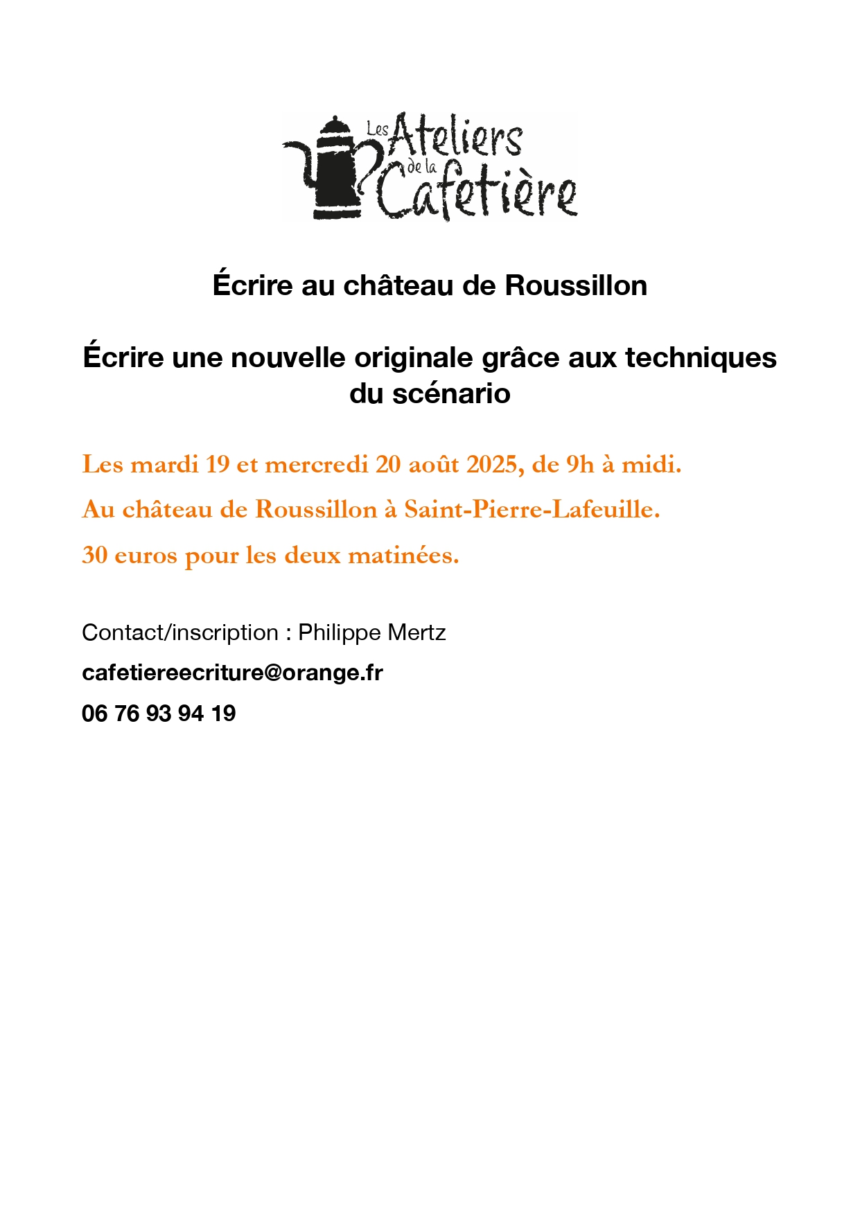 Atelier d'écriture au Château de Roussillon