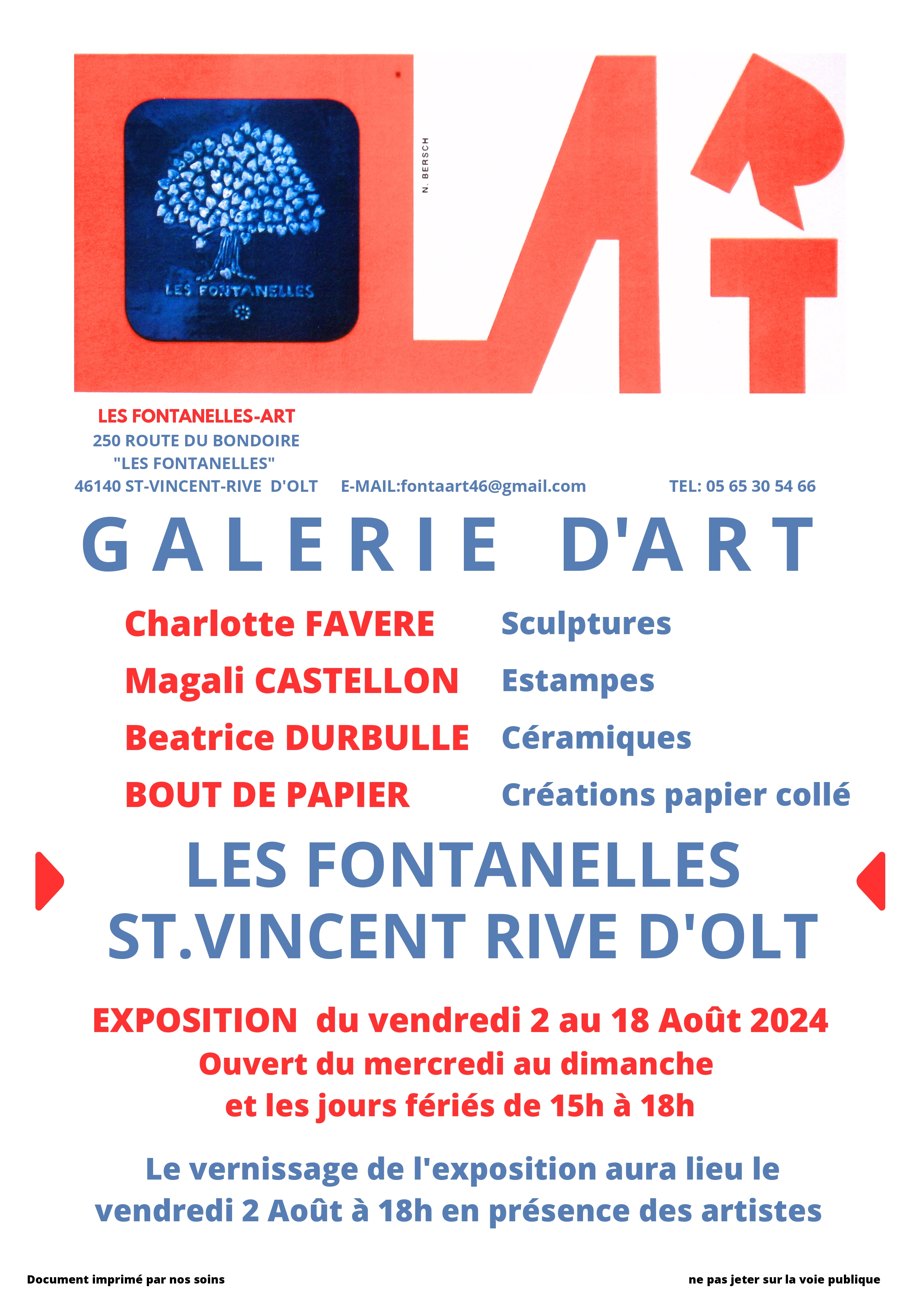 Exposition à la galerie les Fontanelles