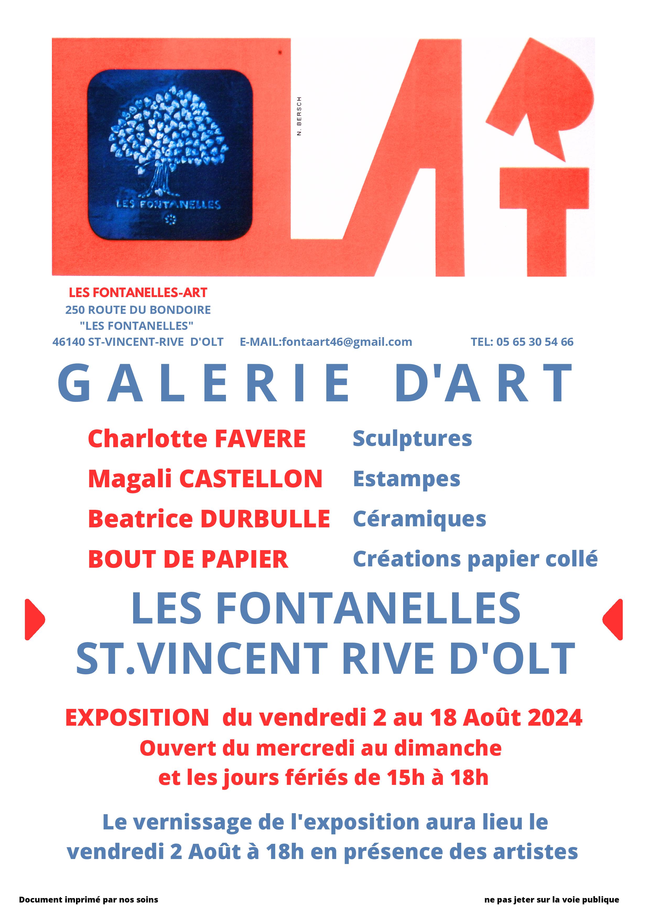 Exposition à la galerie Les Fontanelles: Beatrice Durbulle, Magali Castellon, Charlotte Favère et Bout de Papier