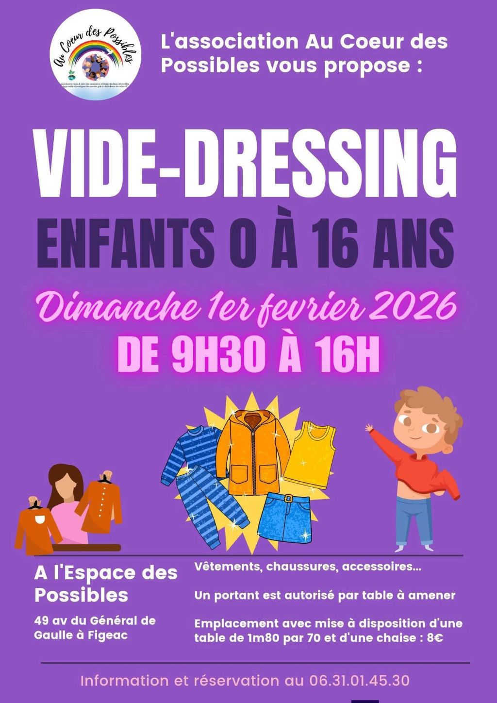 Vide-dressing enfant 0-16 ans à l'Espace des Possibles à Figeac