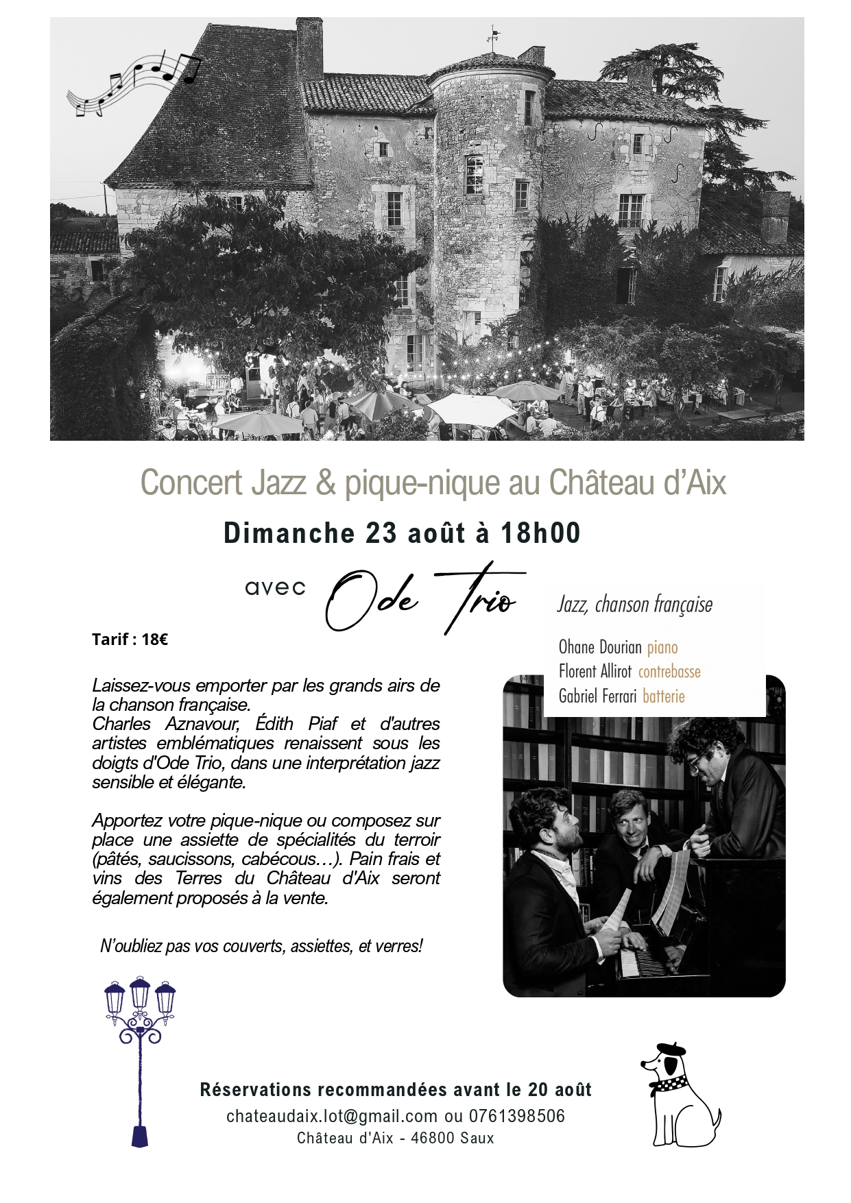 Concert Jazz & pique-nique avec Ode trio au Château d'Aix