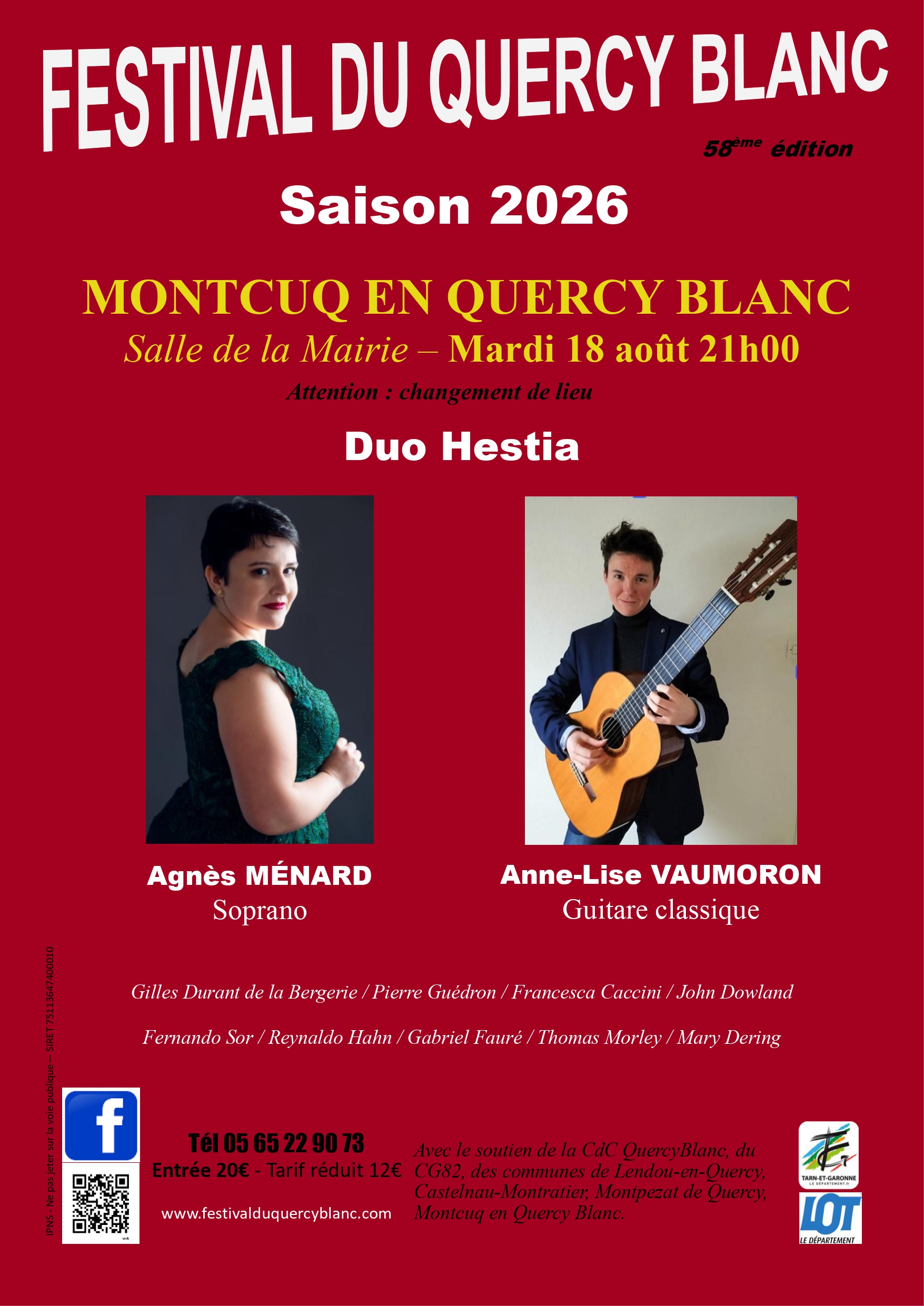 Festival du Quercy Blanc : Duo soprano et guitare classique