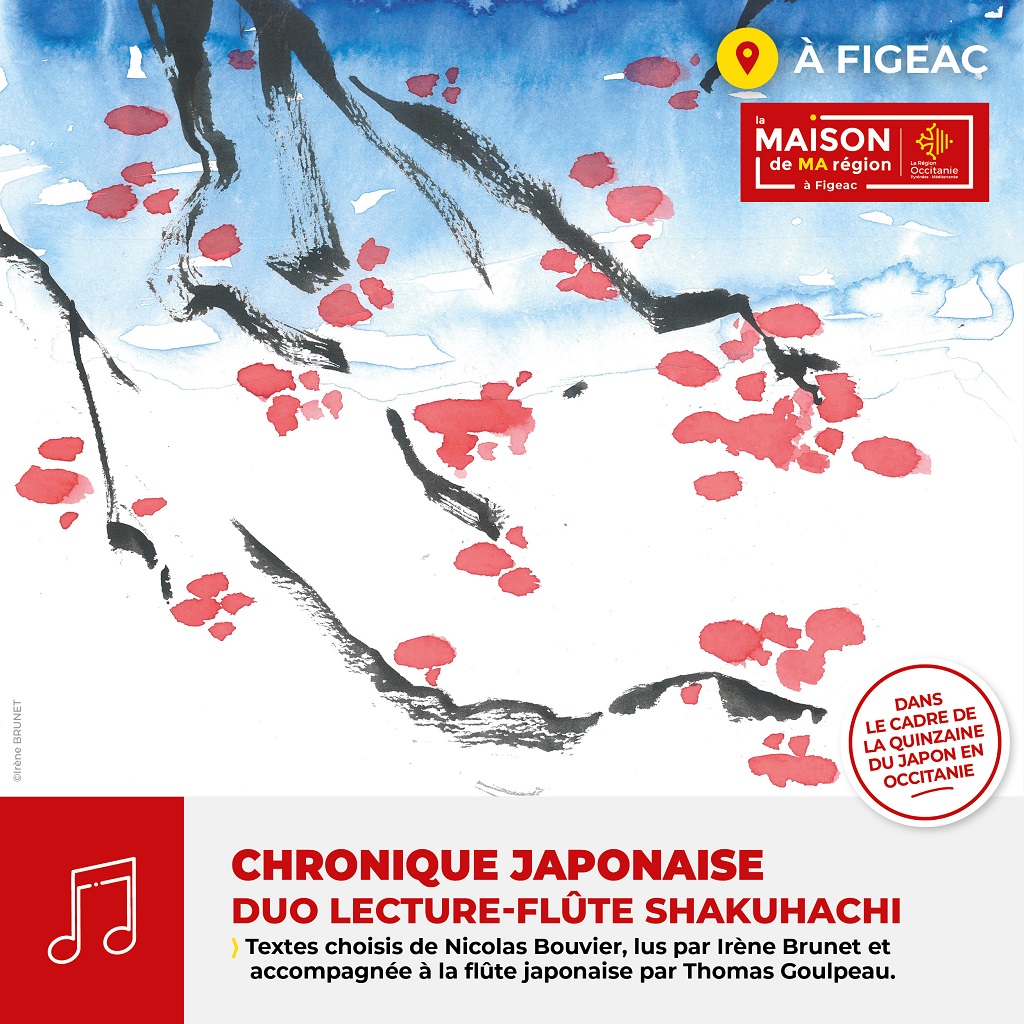 Soirée à la maison de la région à Figeac, chronique japonaise : Duo lecture-flûte