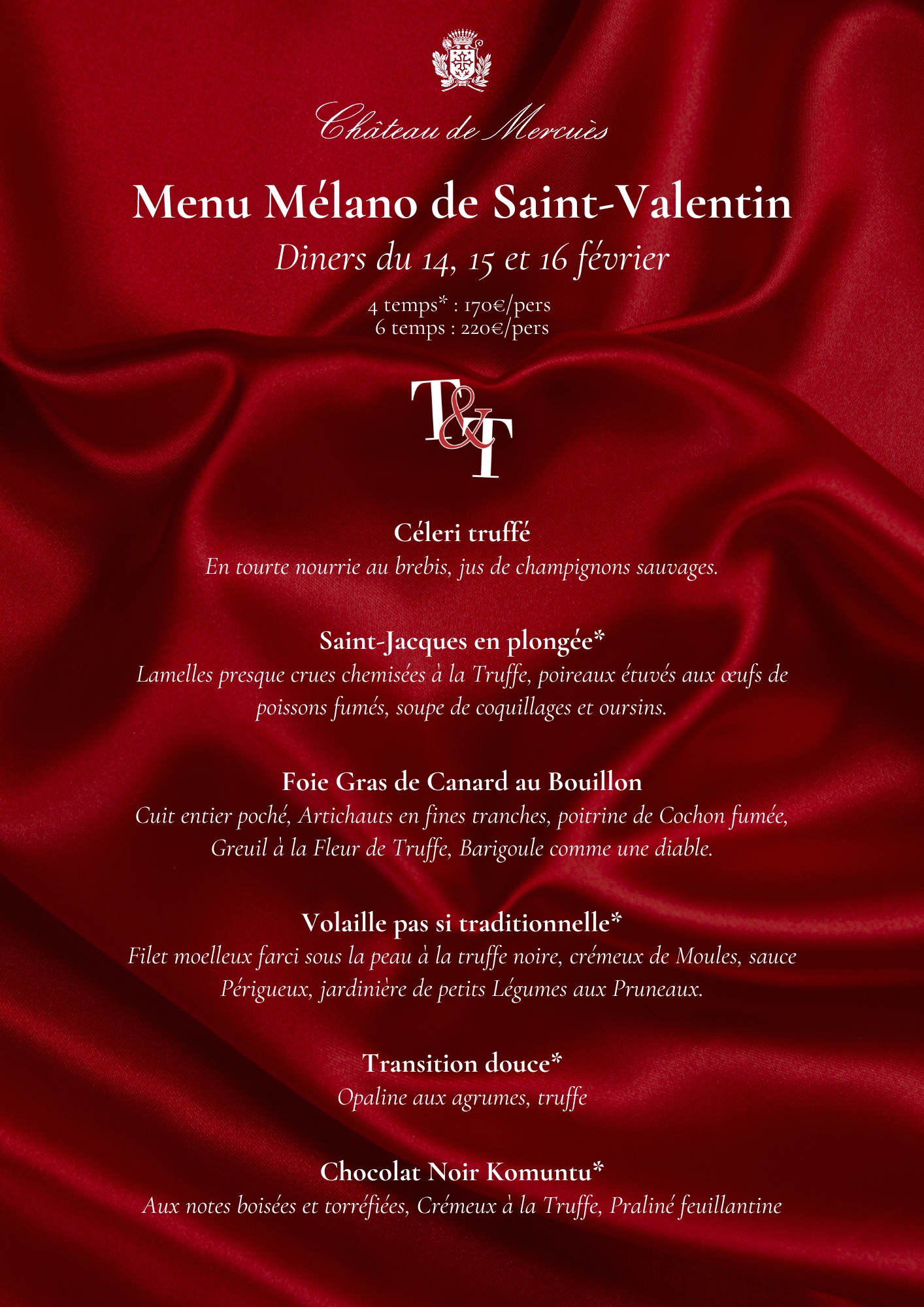 Menu mélano de Saint-Valentin au Château de Mercuès, Mercuès - photo 3