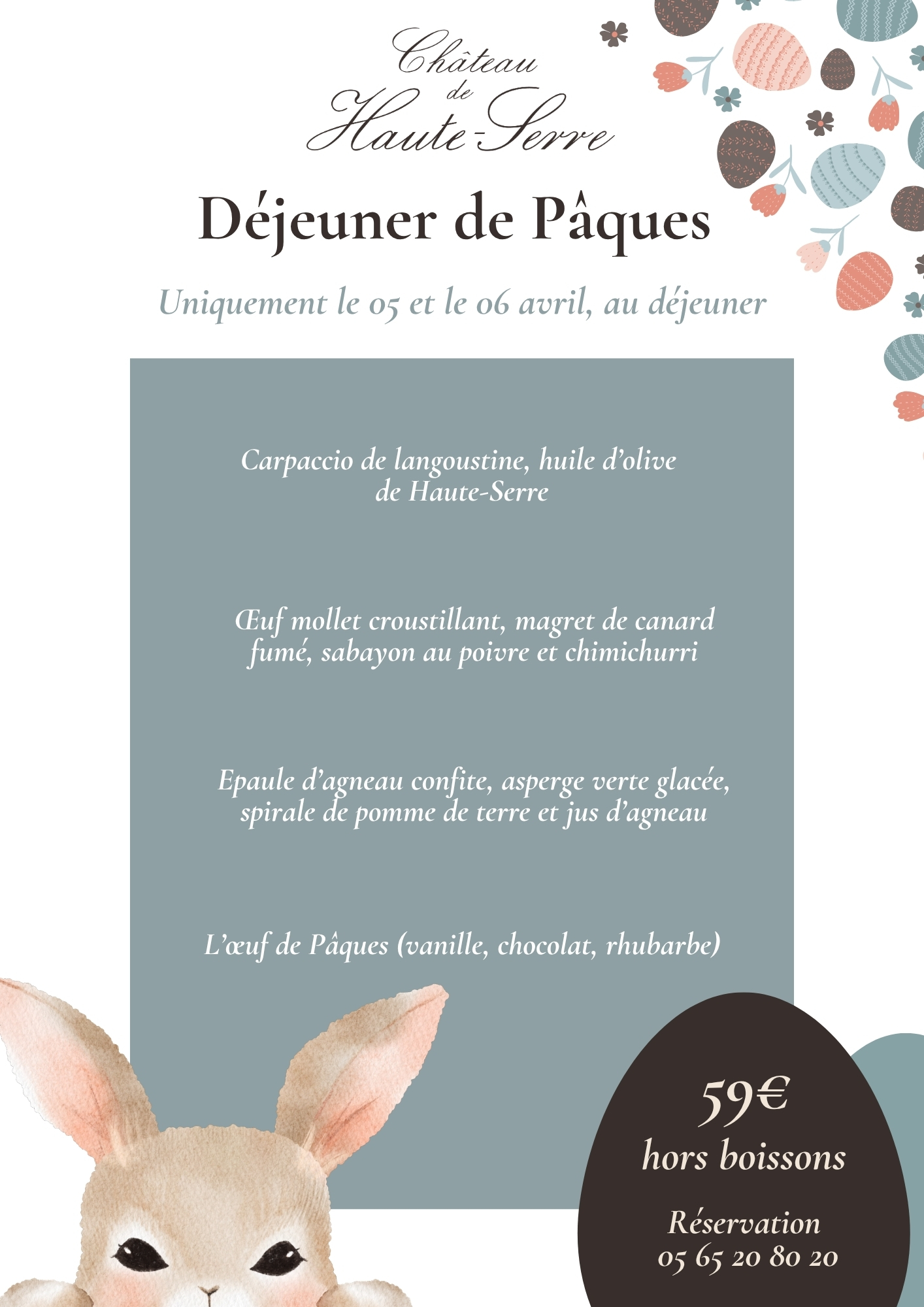Menu de Pâques au Château de Haute-Serre