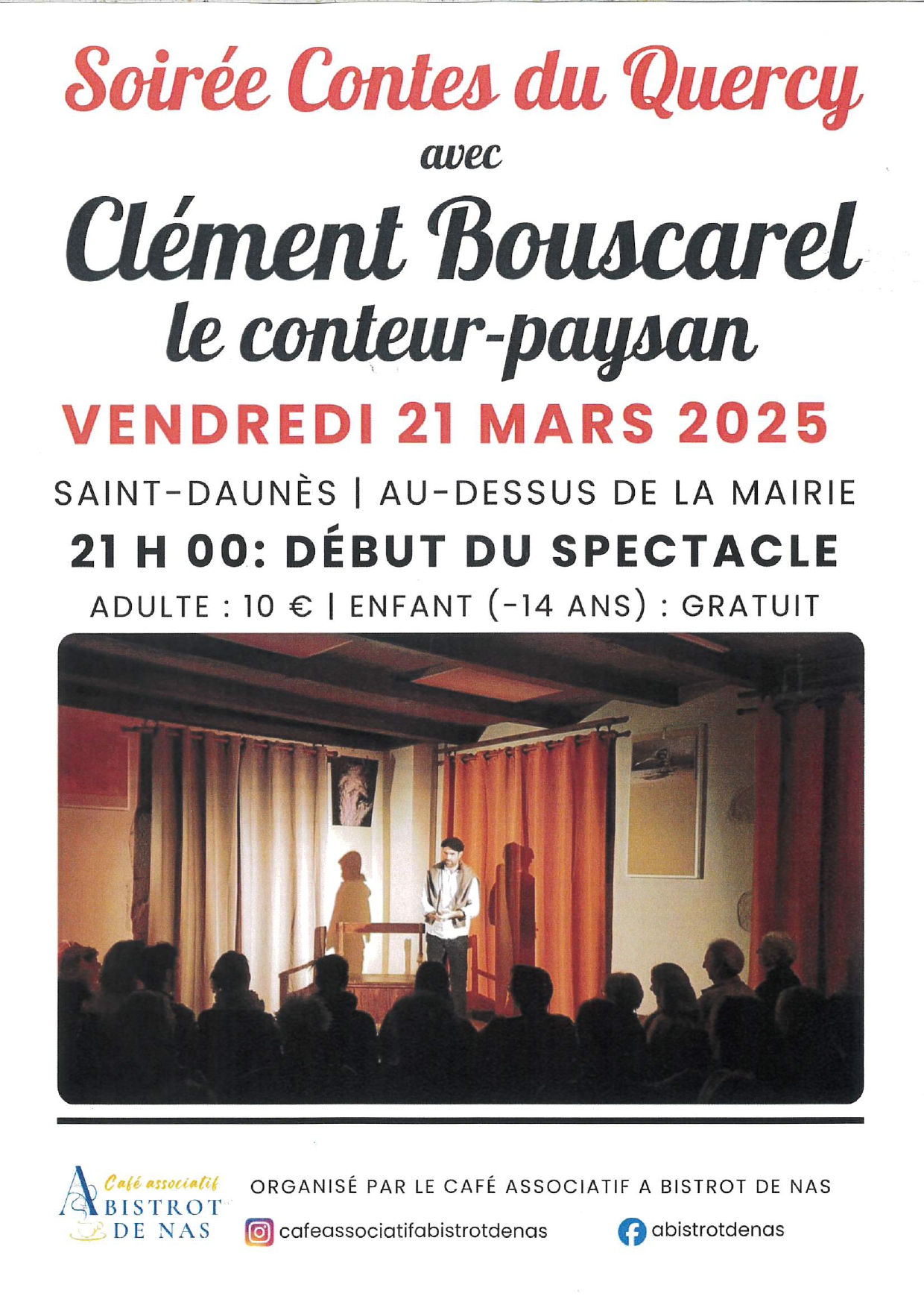 Soirée Contes du Quercy avec Clément Bouscarel