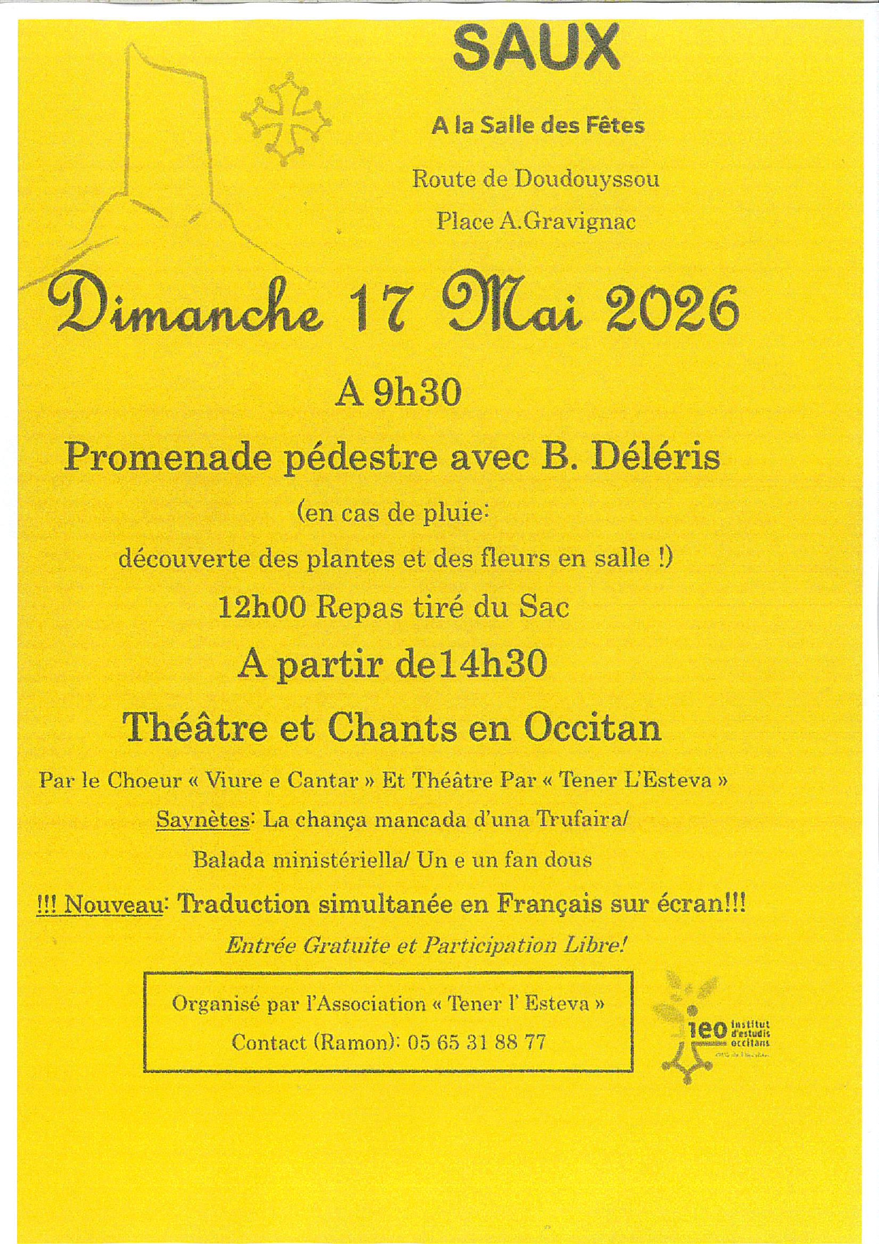Promenade, théâtre et chants Occitan à Saux — visuel événement