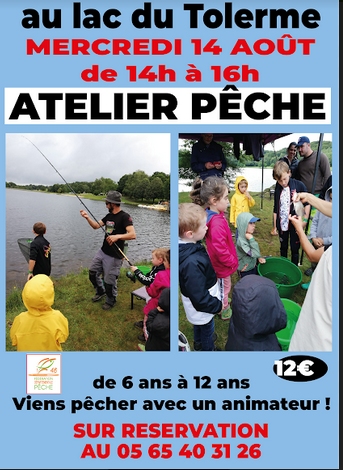 Atelier pêche enfant Lac de Tolerme, Sénaillac-Latronquière