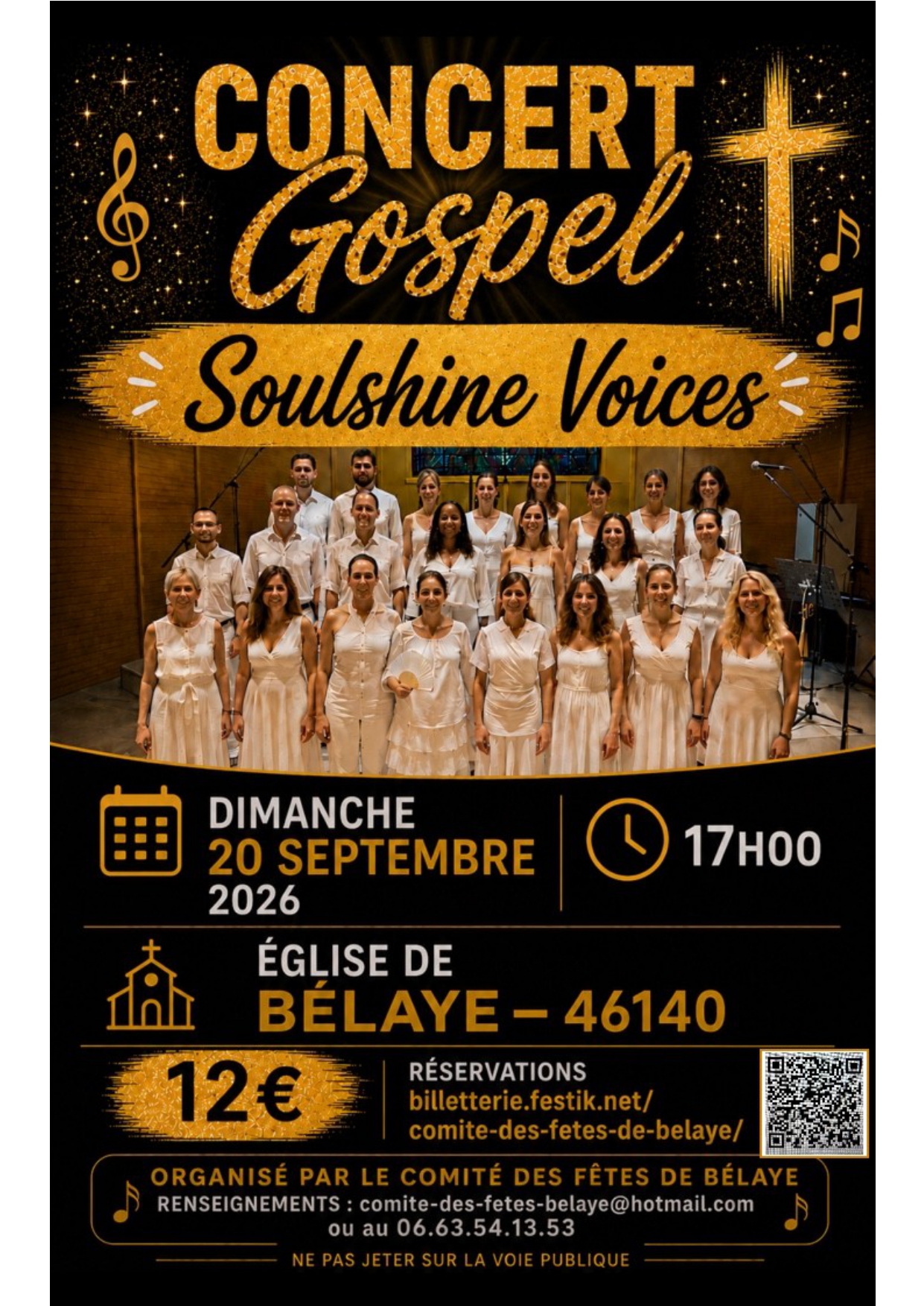 Concert gospel à l'église de Bélaye : Soulshine Voices