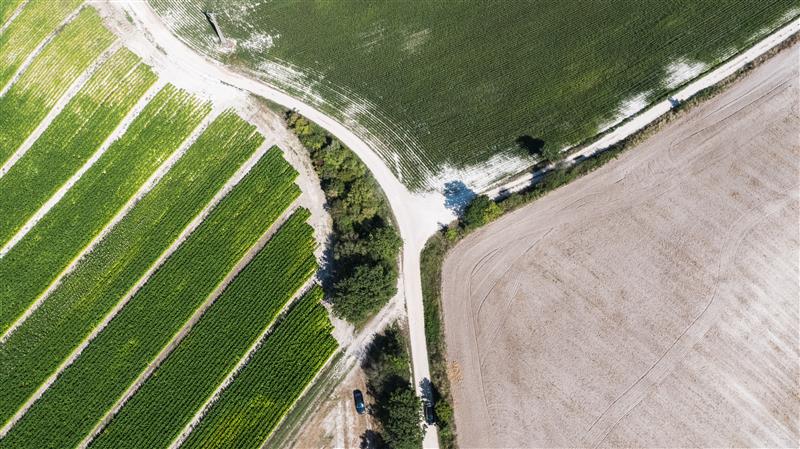 Vue aérienne du paysage en Quercy Blanc