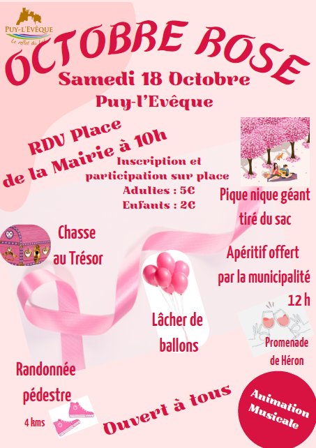 Octobre rose à Puy-l'Evêque : randonnée et chasse au trésor
