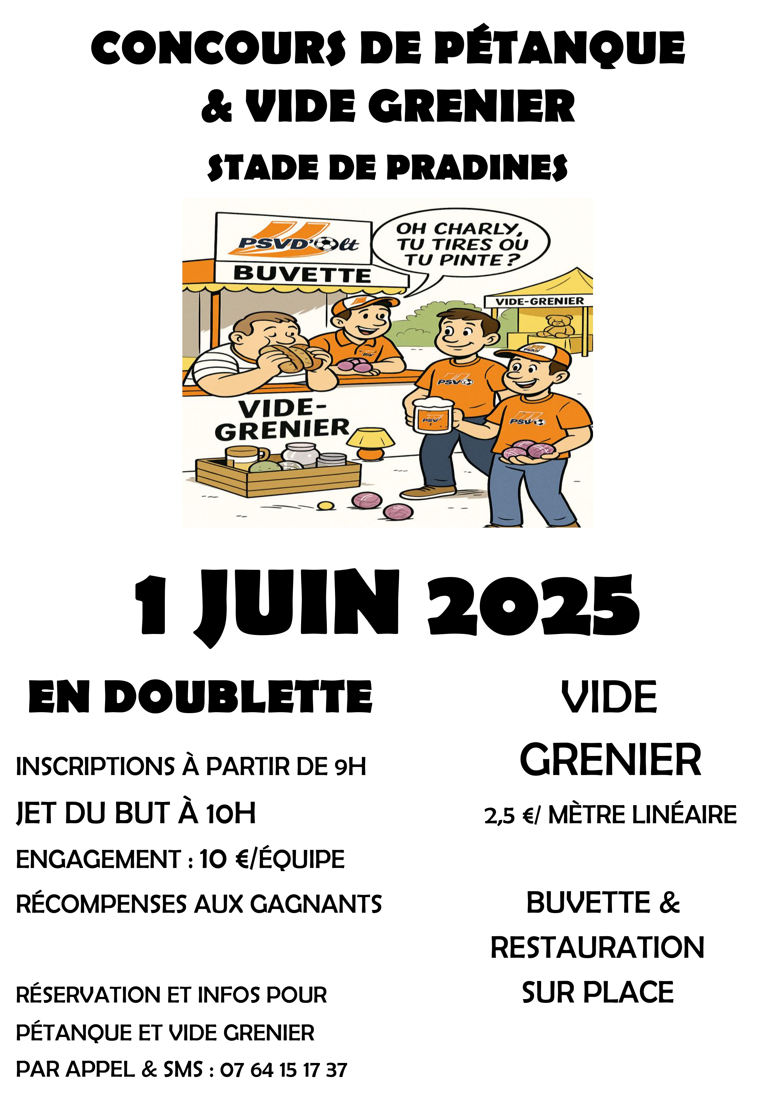 Tournoi de pétanque et vide-greniers à Pradines