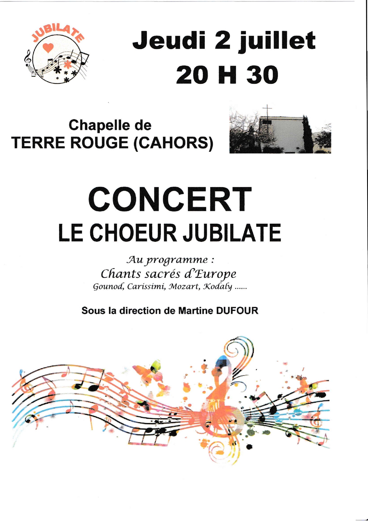 Concert de chants sacrés : Le Choeur Jubilate