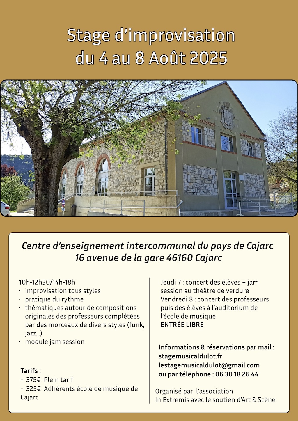 Concerts et stages à Cajarc : rencontre du Jazz et des Musiques Actuelles