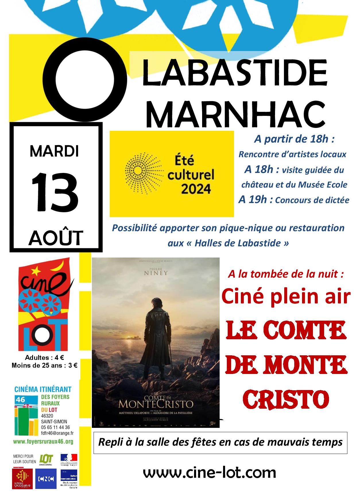 Cinéma en plein air à Labastide-Marnhac: "Le Comte de Monte Cristo"