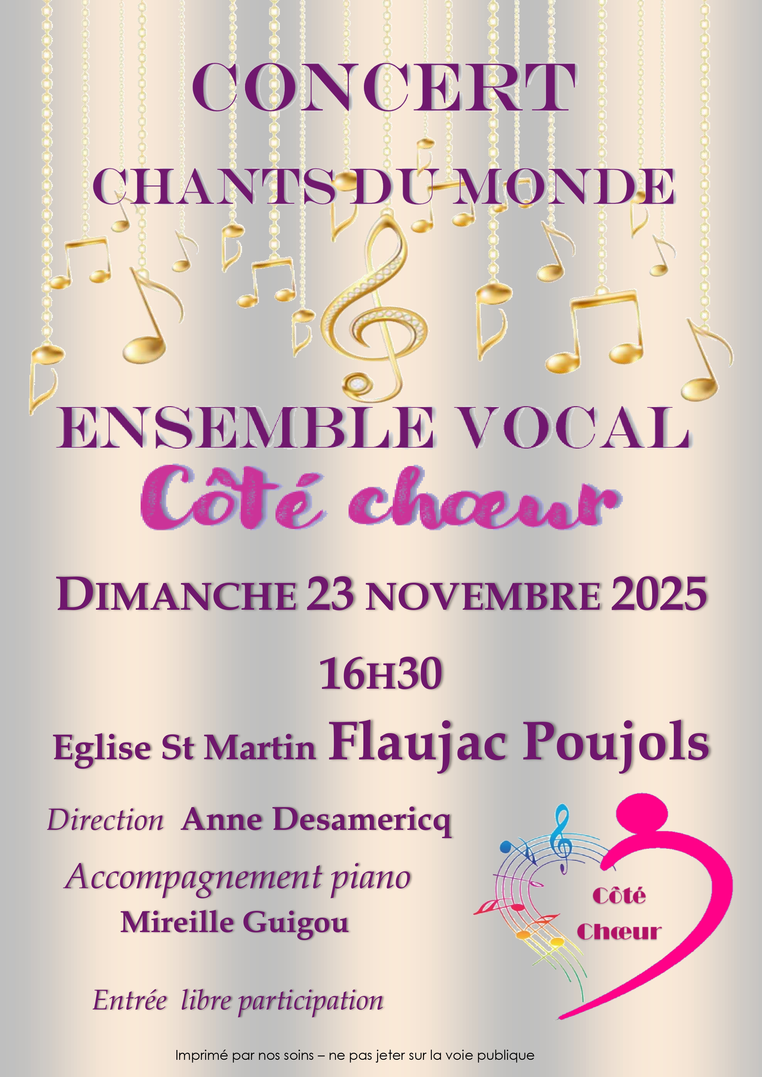 Concert de l'ensemble vocal Côté Chœur
