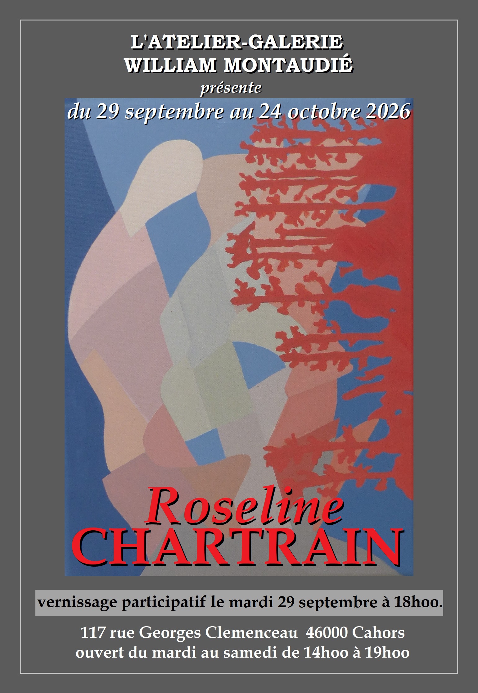 Exposition de Roseline Chartrain à l'atelier-galerie William Montaudié