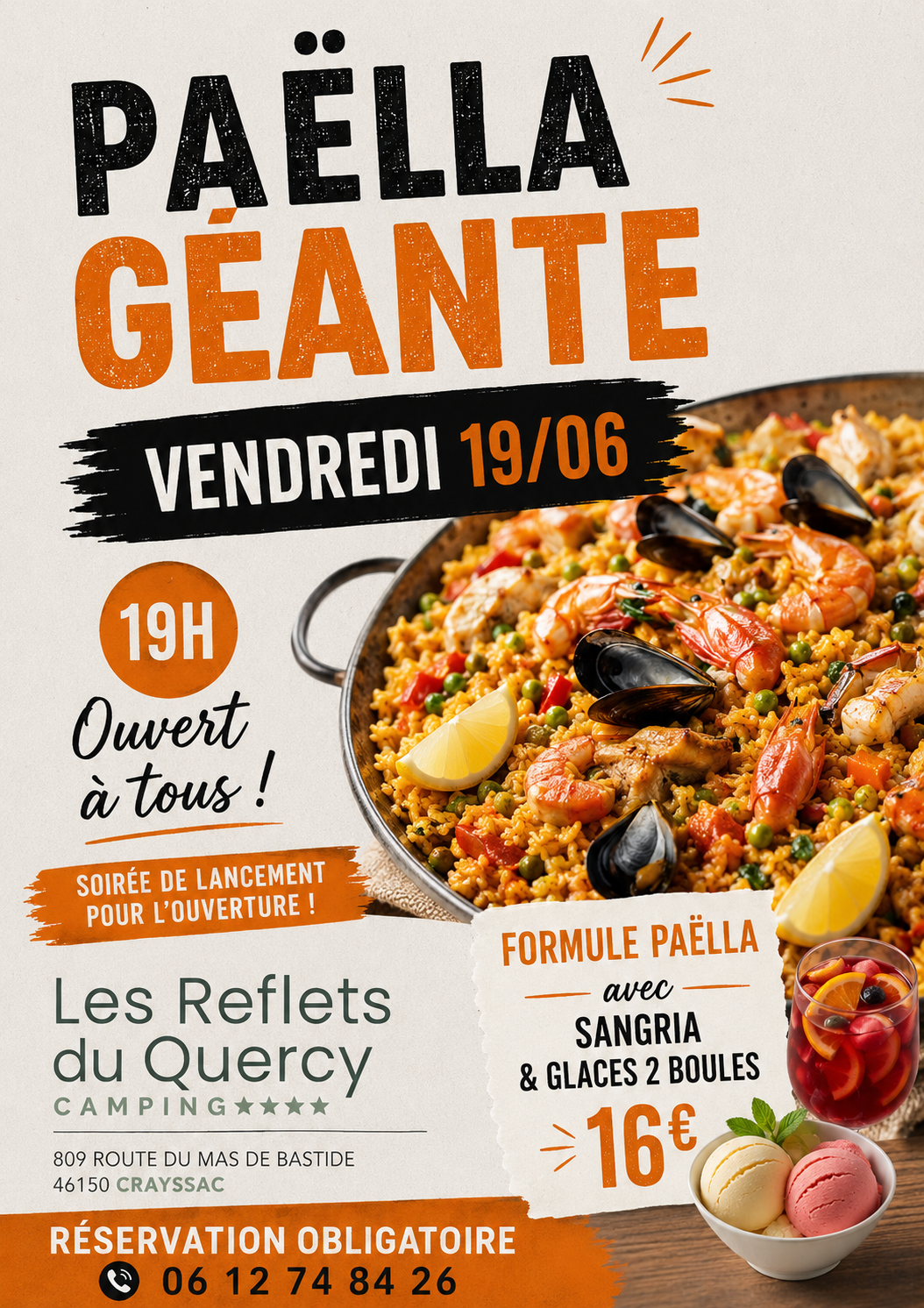 Repas d'ouverture au camping Les Reflets du Quercy