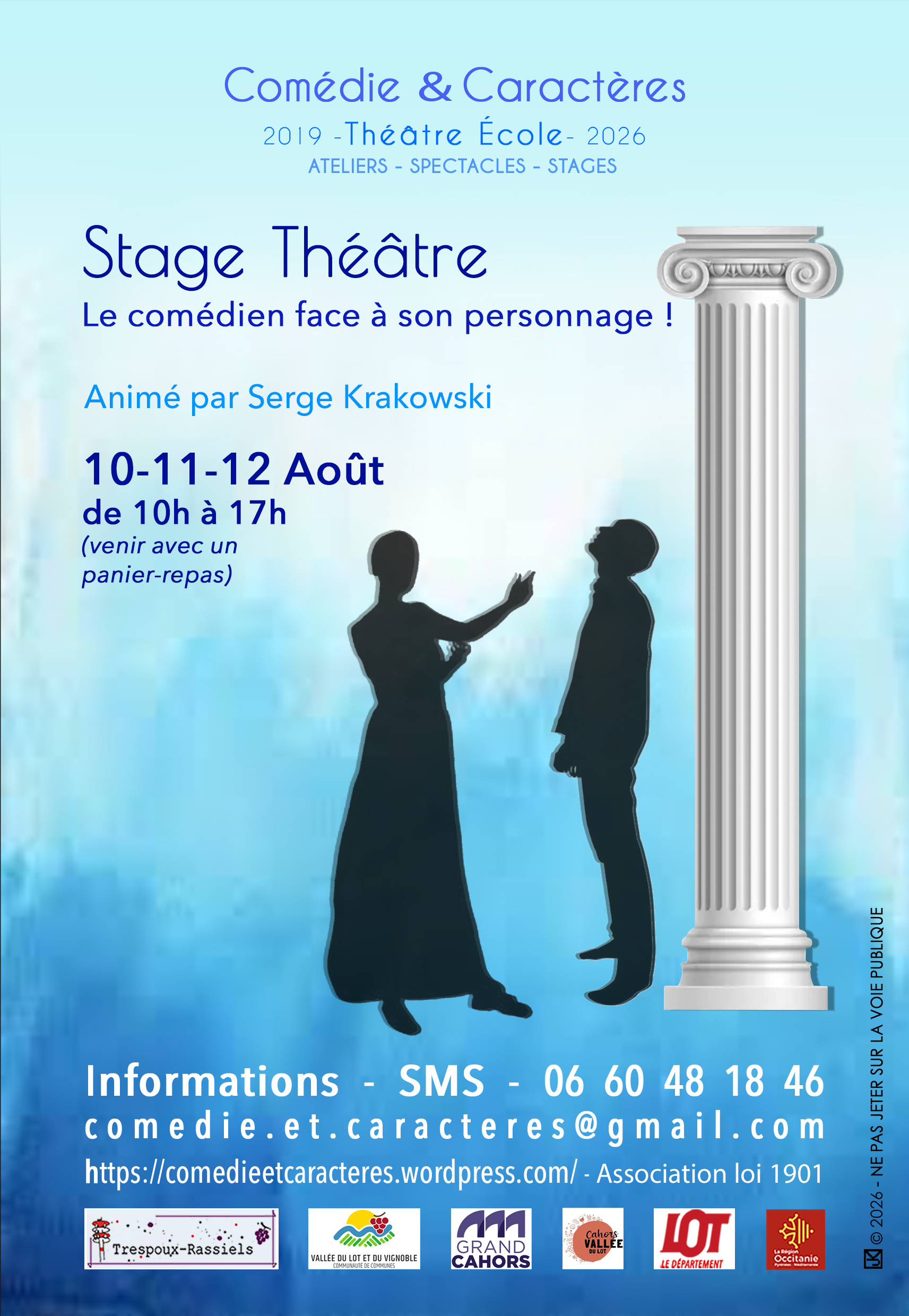 Stage théâtre « Le comédien face à son personnage ! »