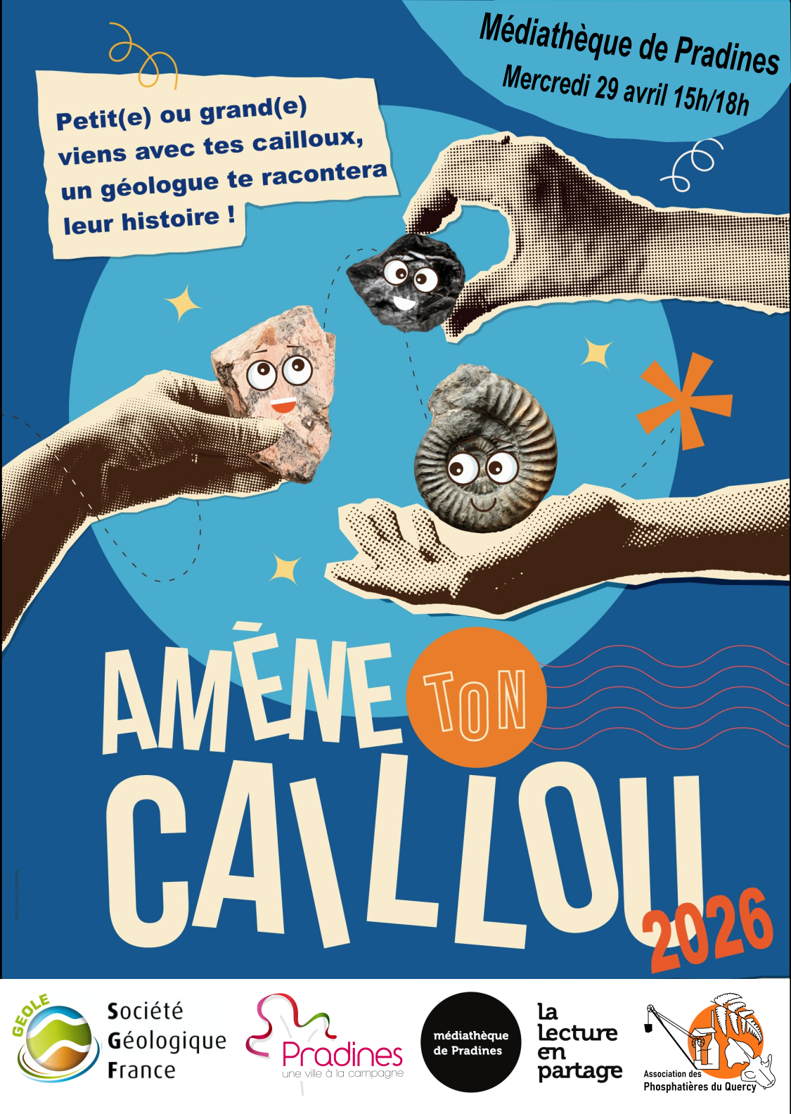 Amène ton caillou 2026 à la Médiathèque de Pradines — visuel événement