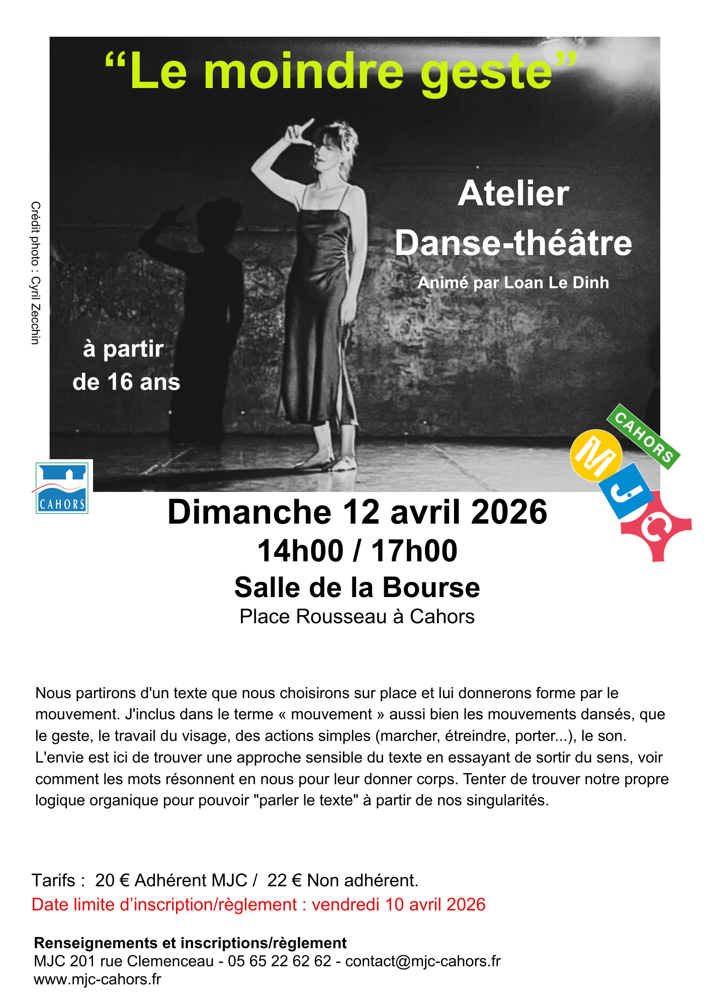 Stage danse théâtre "Le moindre geste"