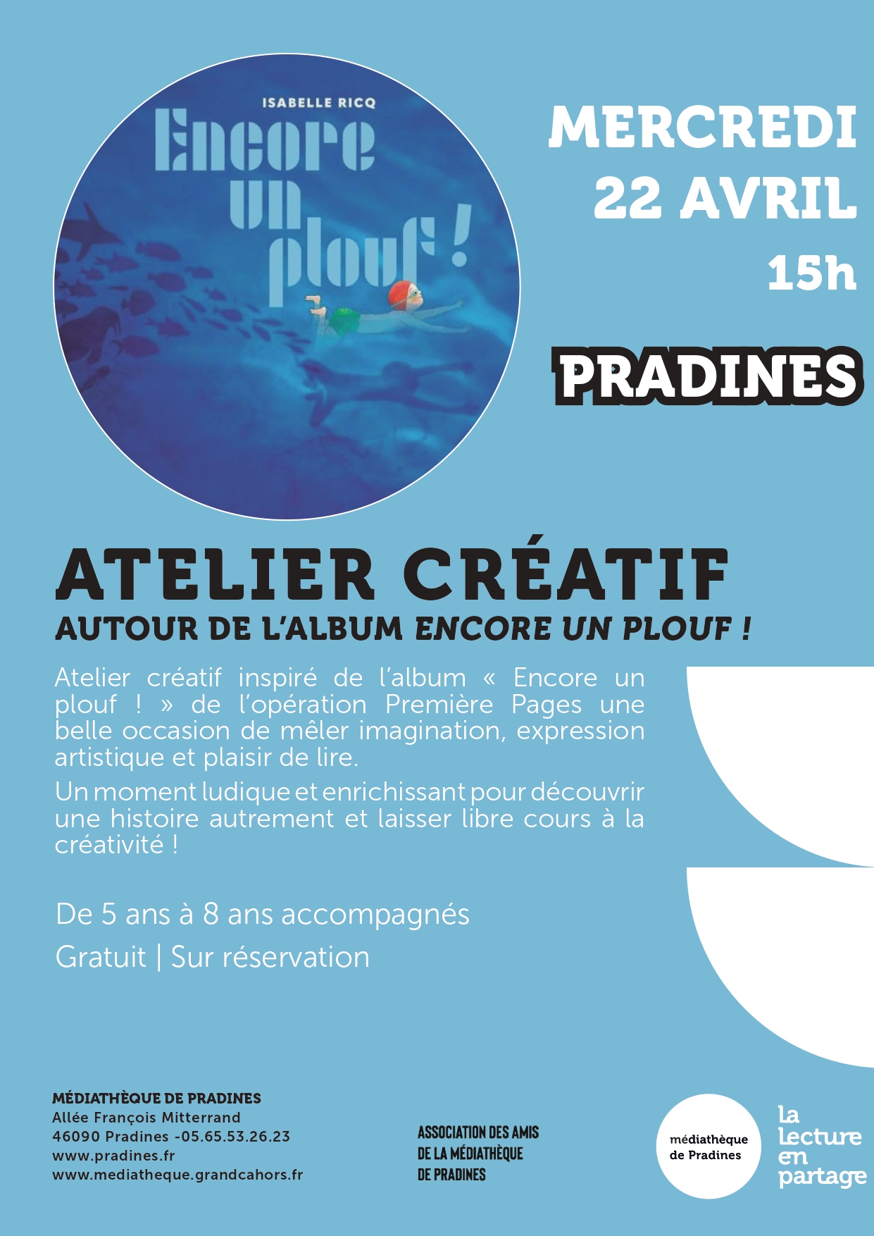 Atelier créatif autour de l'album "Encore un plouf !" — visuel événement