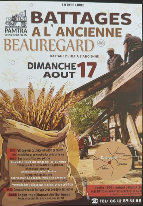Battage à l'ancienne à Beauregard