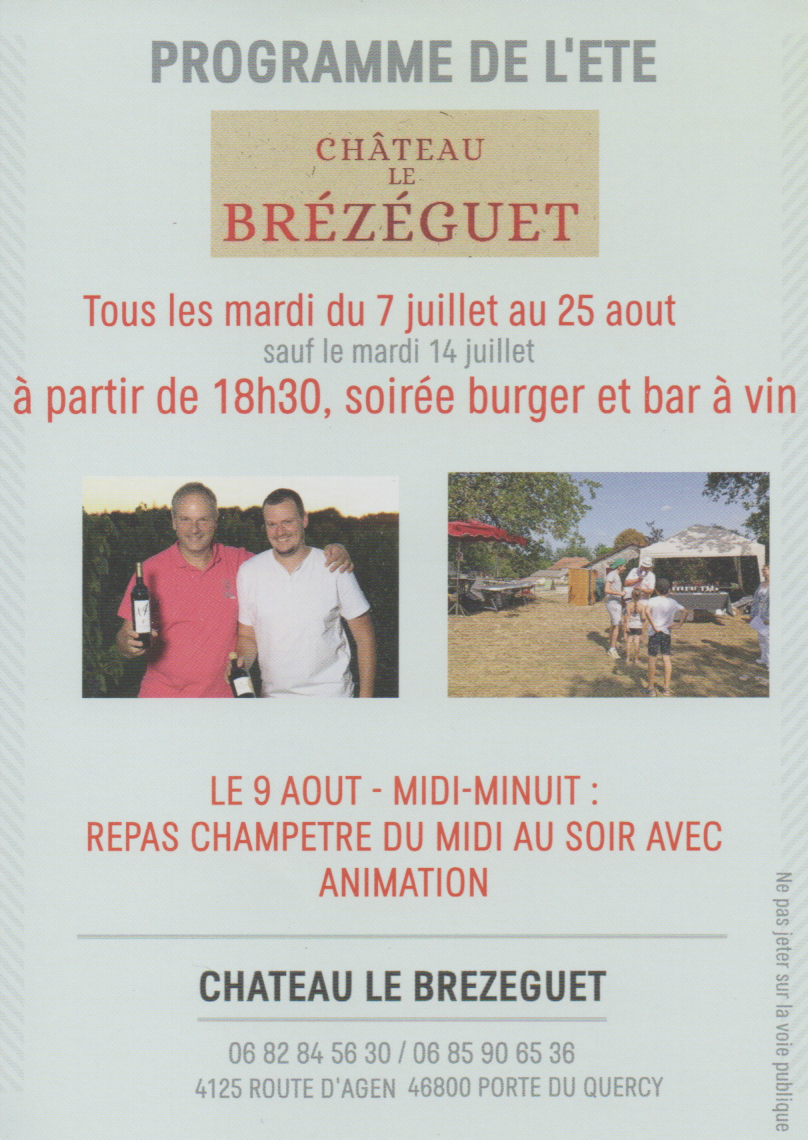 Soirée burger et bar à vin au Château Le Brézéguet