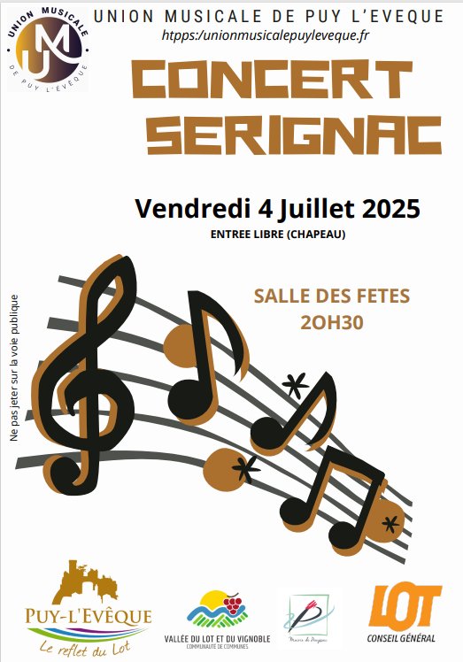Concert à Sérignac: Orchestre d'Harmonie de Puy-l'Evêque