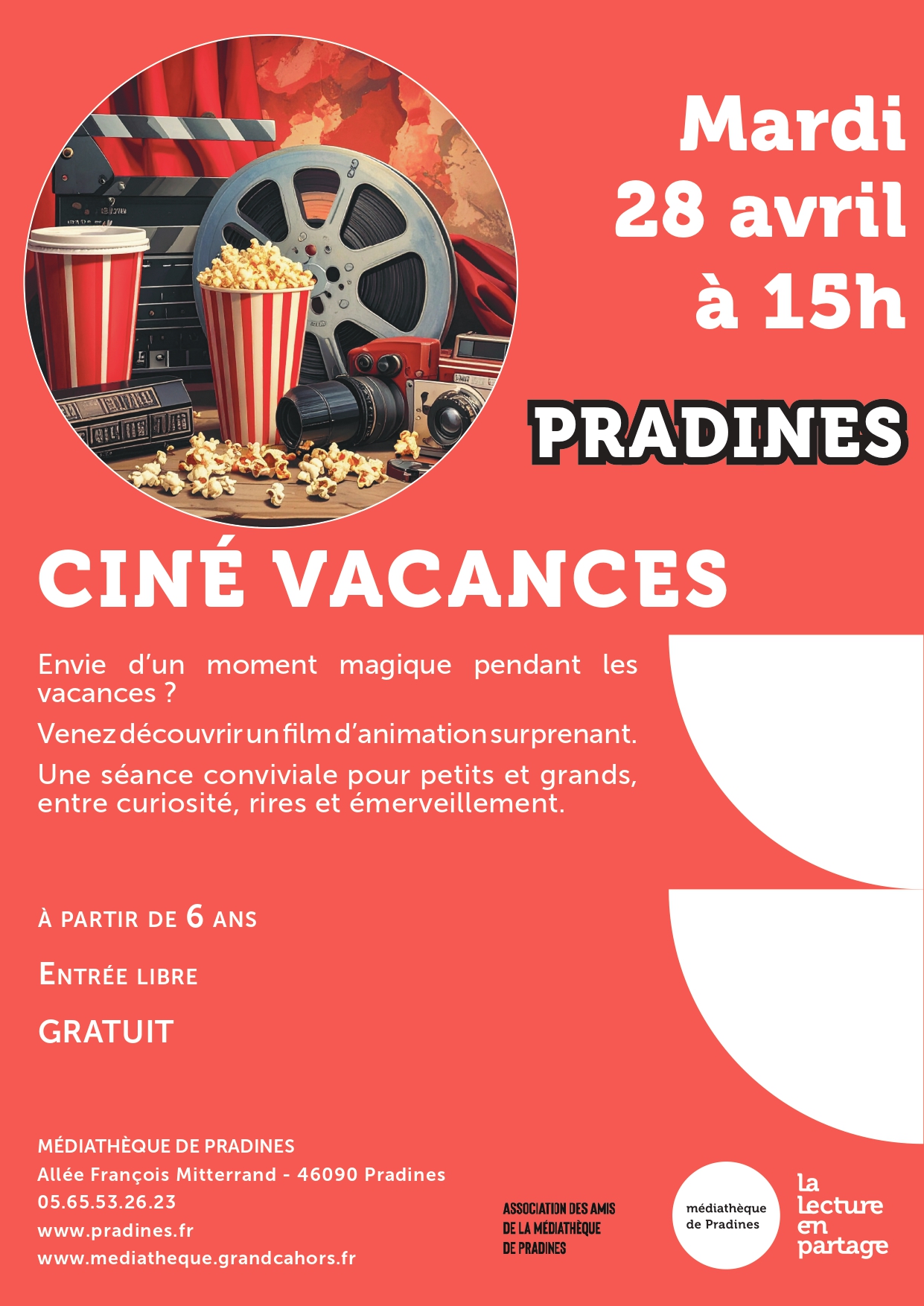 Ciné vacances à la médiathèque de Pradines — visuel événement