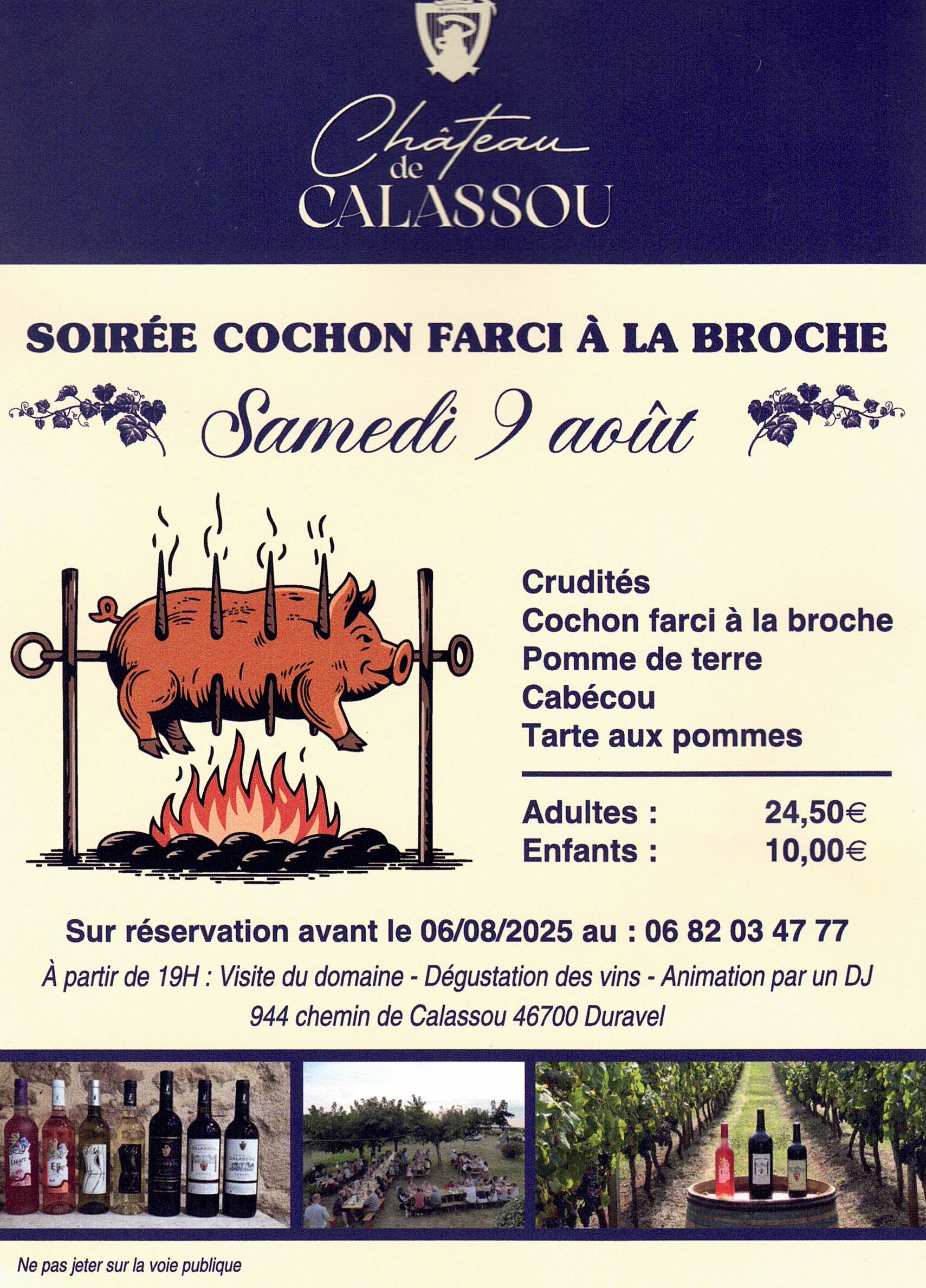 Soirée cochon farci à la broche au Château de Calassou