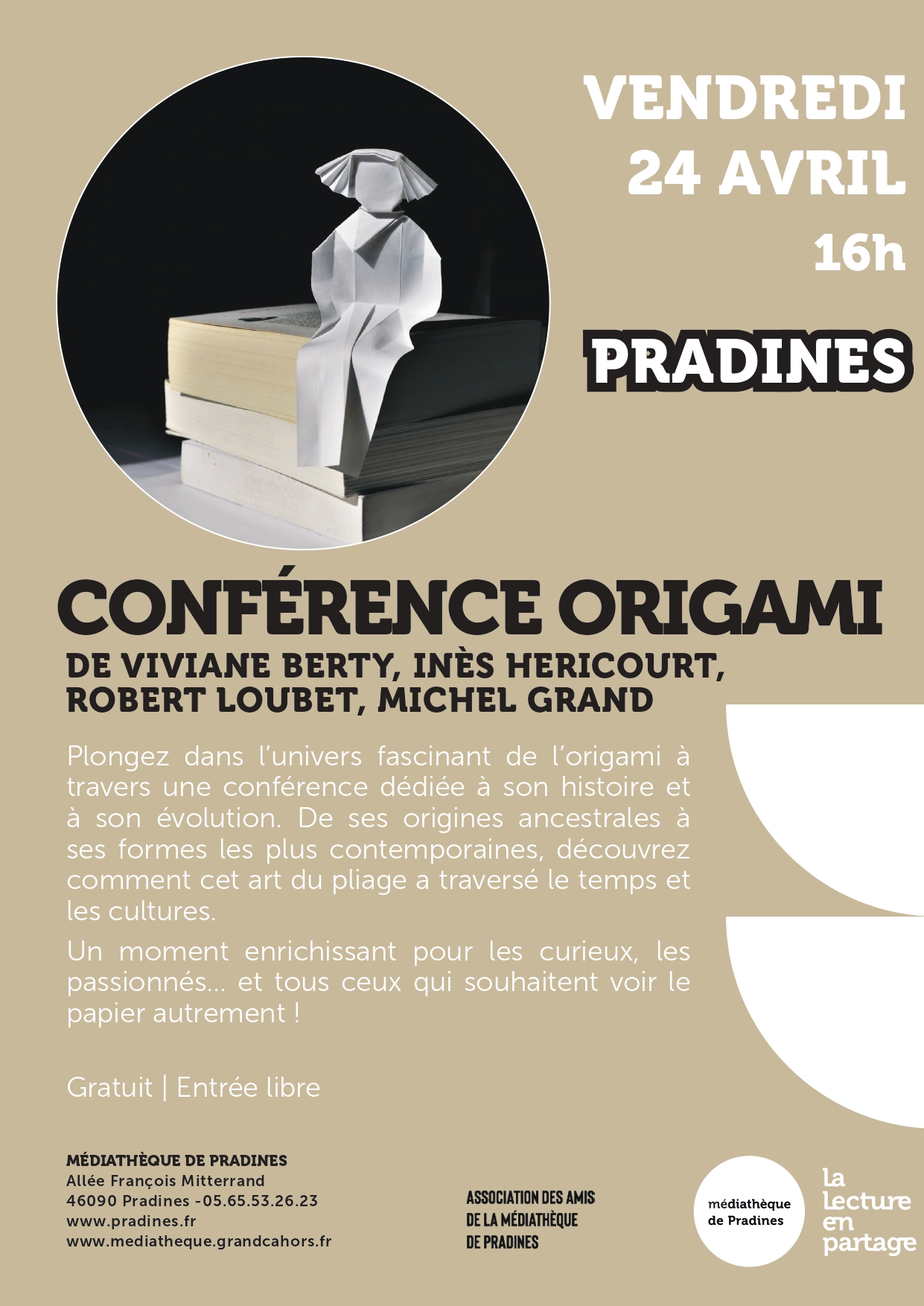 Conférence Origami à la Médiathèque de Pradines — visuel événement