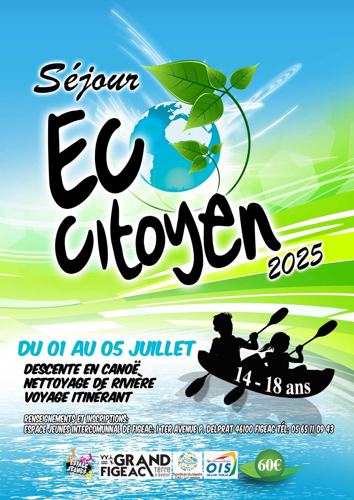 Séjour écocitoyen – Nettoyage du Célé en canoë