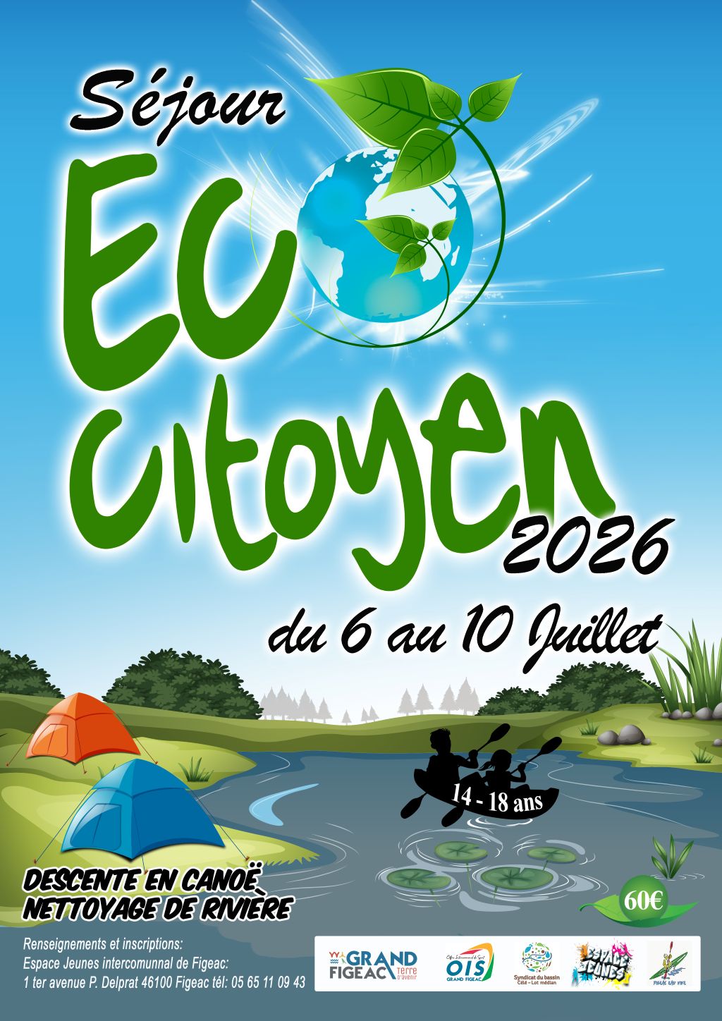 Séjour écocitoyen – Nettoyage du Célé en canoë