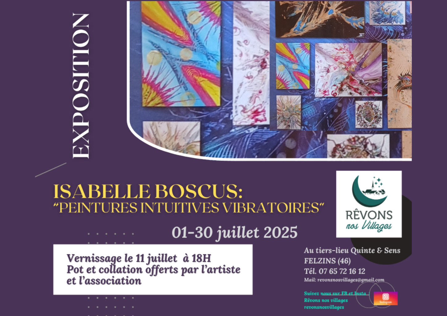 Exposition à Felzins : peintures intuitives vibratoires