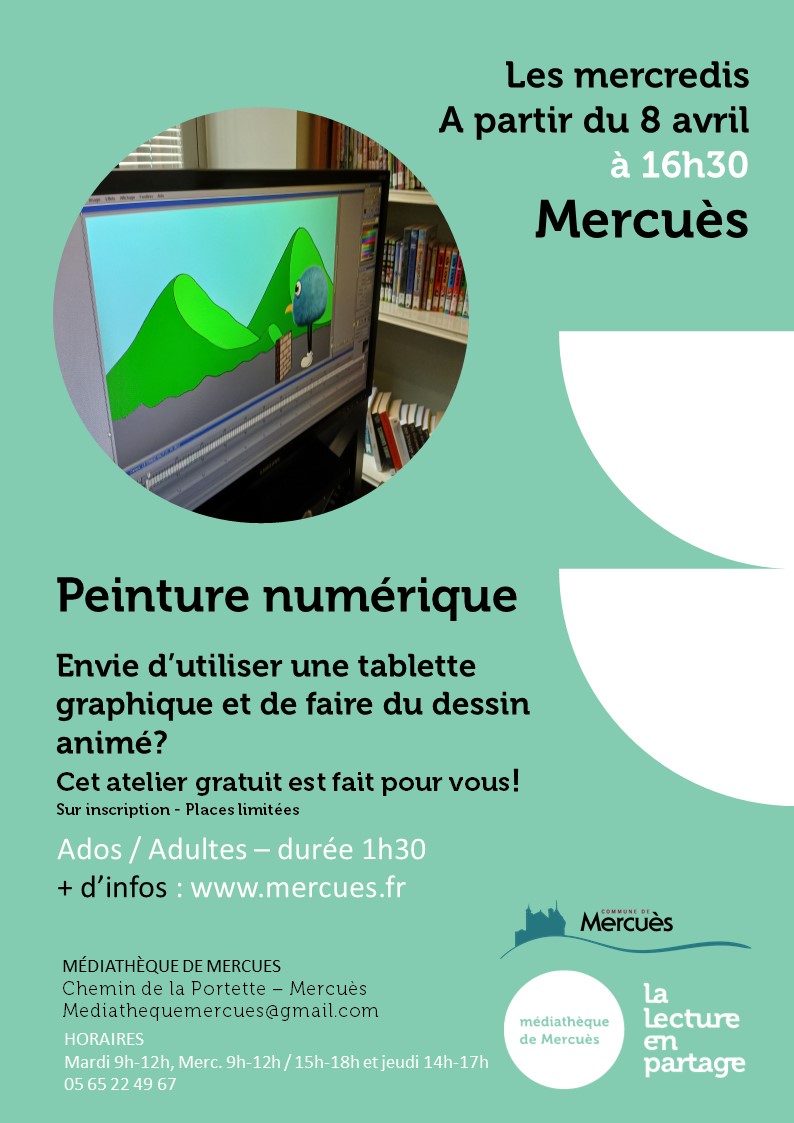 Atelier Peinture Numérique pour ados/adultes à la médiathèque de Mercuès
