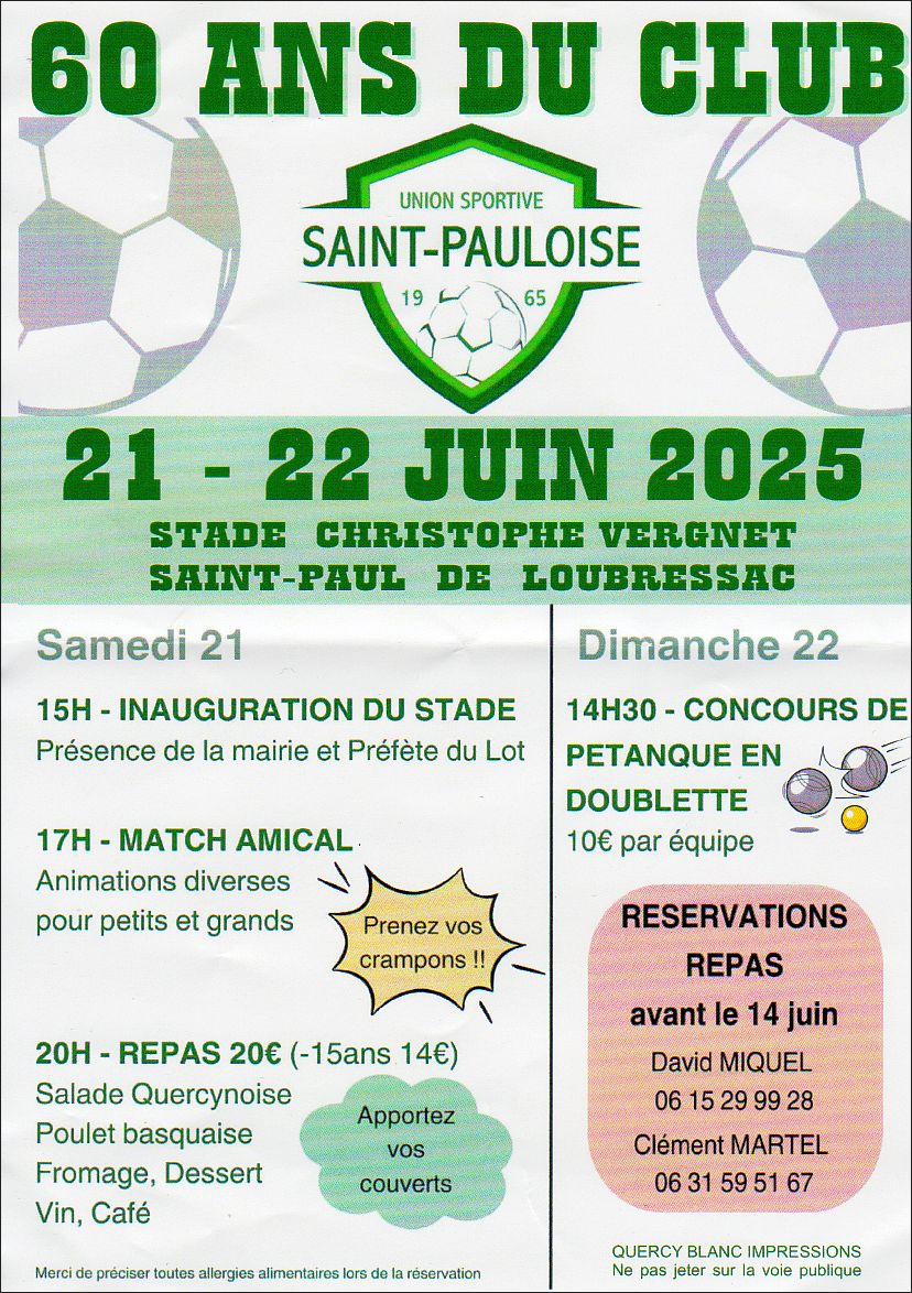 Les 60 ans du l'Union Sportive Saint-Pauloise