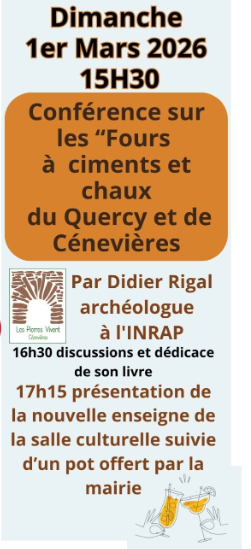 Conférence : " Les fours à ciments et chaux du Quercy et de Cénevières"