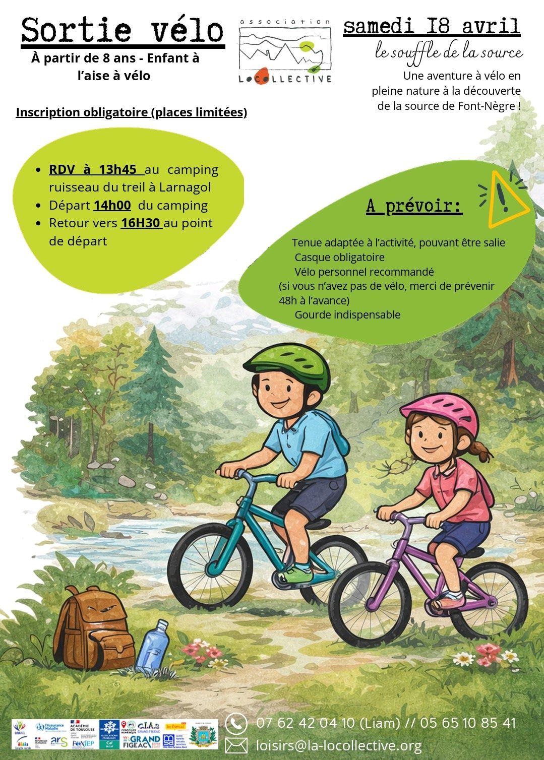 Sortie vélo en famille : le souffle de la source, à Larnagol