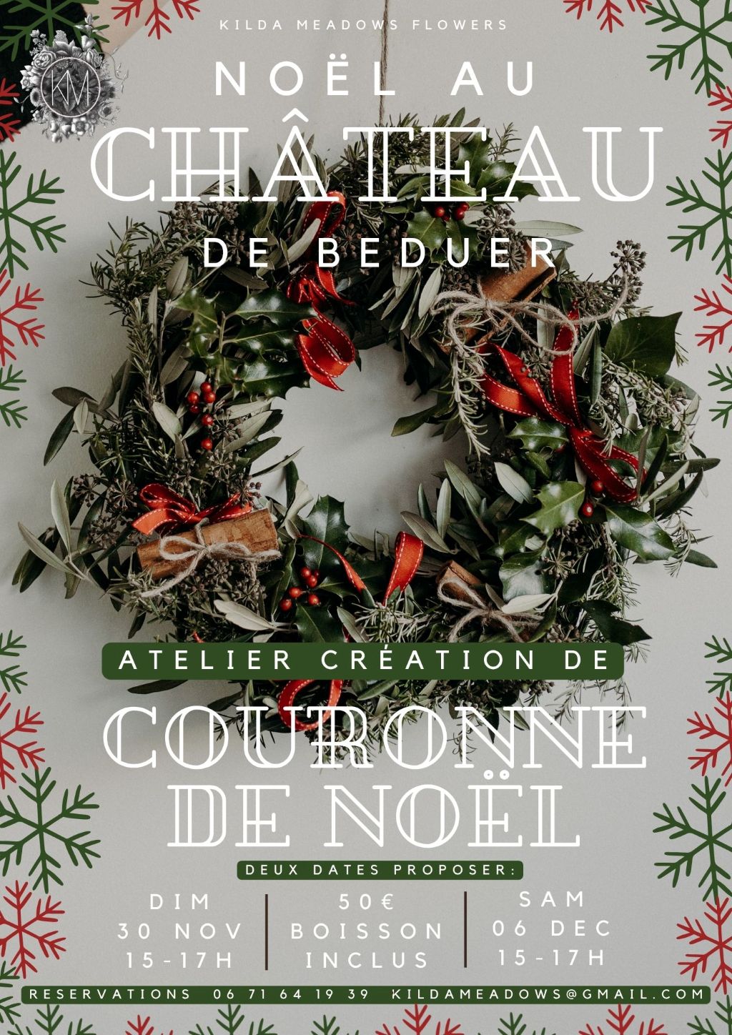Atelier création de couronne de Noël végétal à Béduer